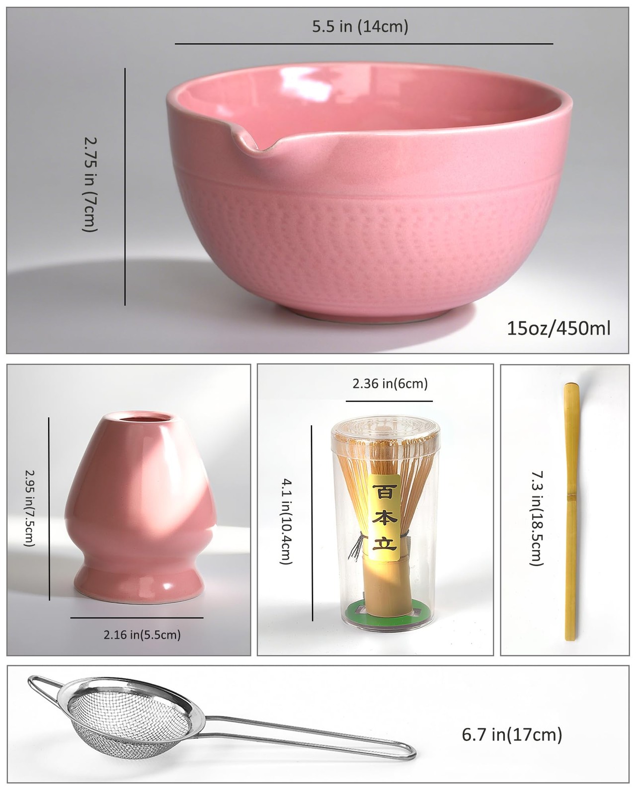 Mimiio Pink Matcha Whisk Set, 5 Pcs – Pink, Ceramic & 5 –
