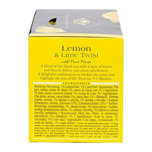 Ahmad Tea Lemon Lime Twist 20 Count Delicious Black Tea Bags Caffeine Free