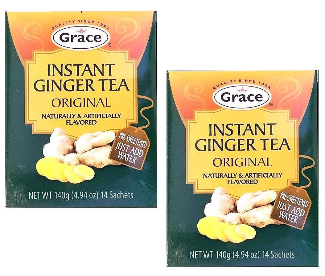 Grace Instant Ginger Tea Original, 4.94 oz 14 Sachets (Pack of 2)