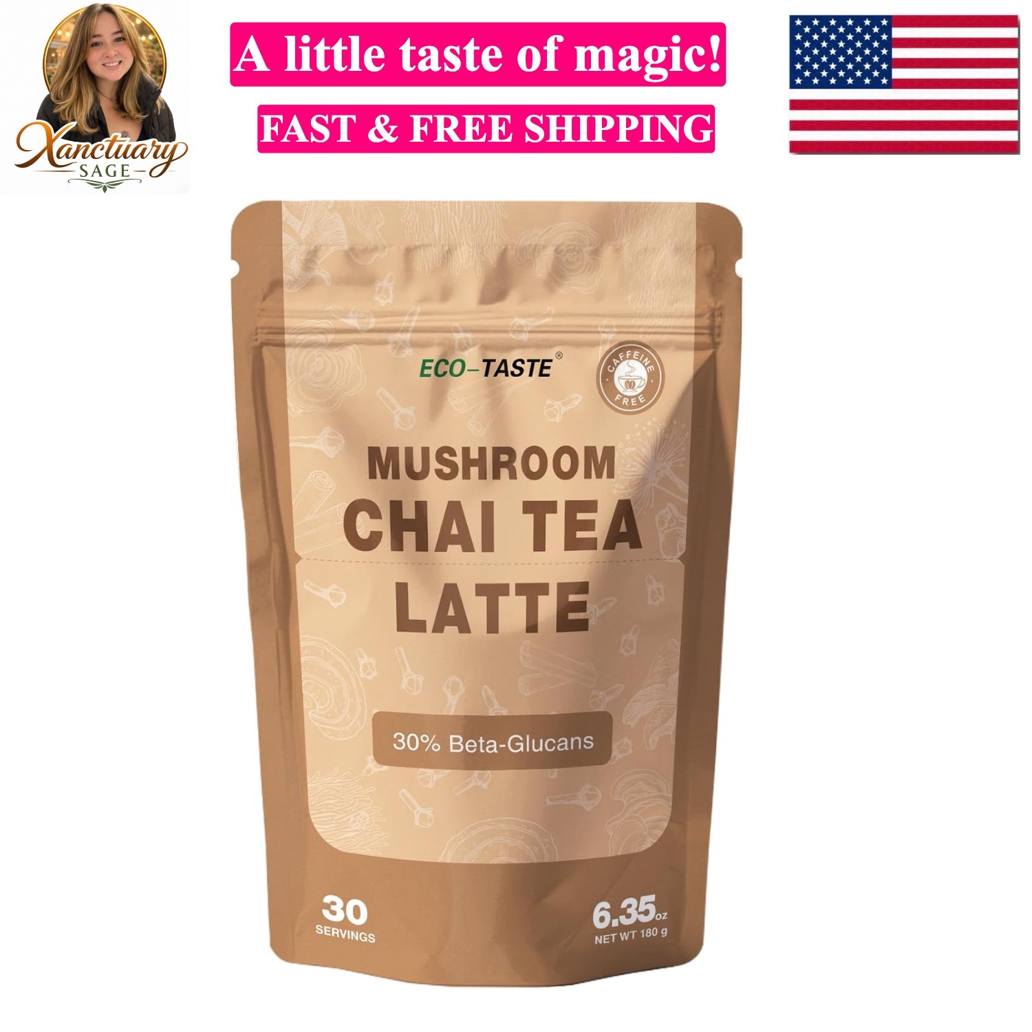 Chai Tea Latte with Mushrooms – 30 Servings, 30% Beta-Glucans – Lion’s Mane, …