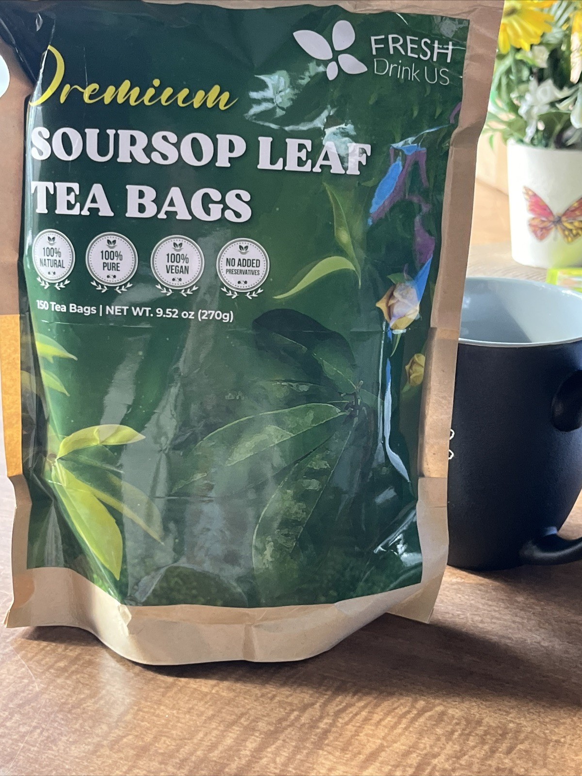 150 Premium Soursop Graviola Leaf Tea Bags – 100% Natural, Caffeine-Free, Gluten