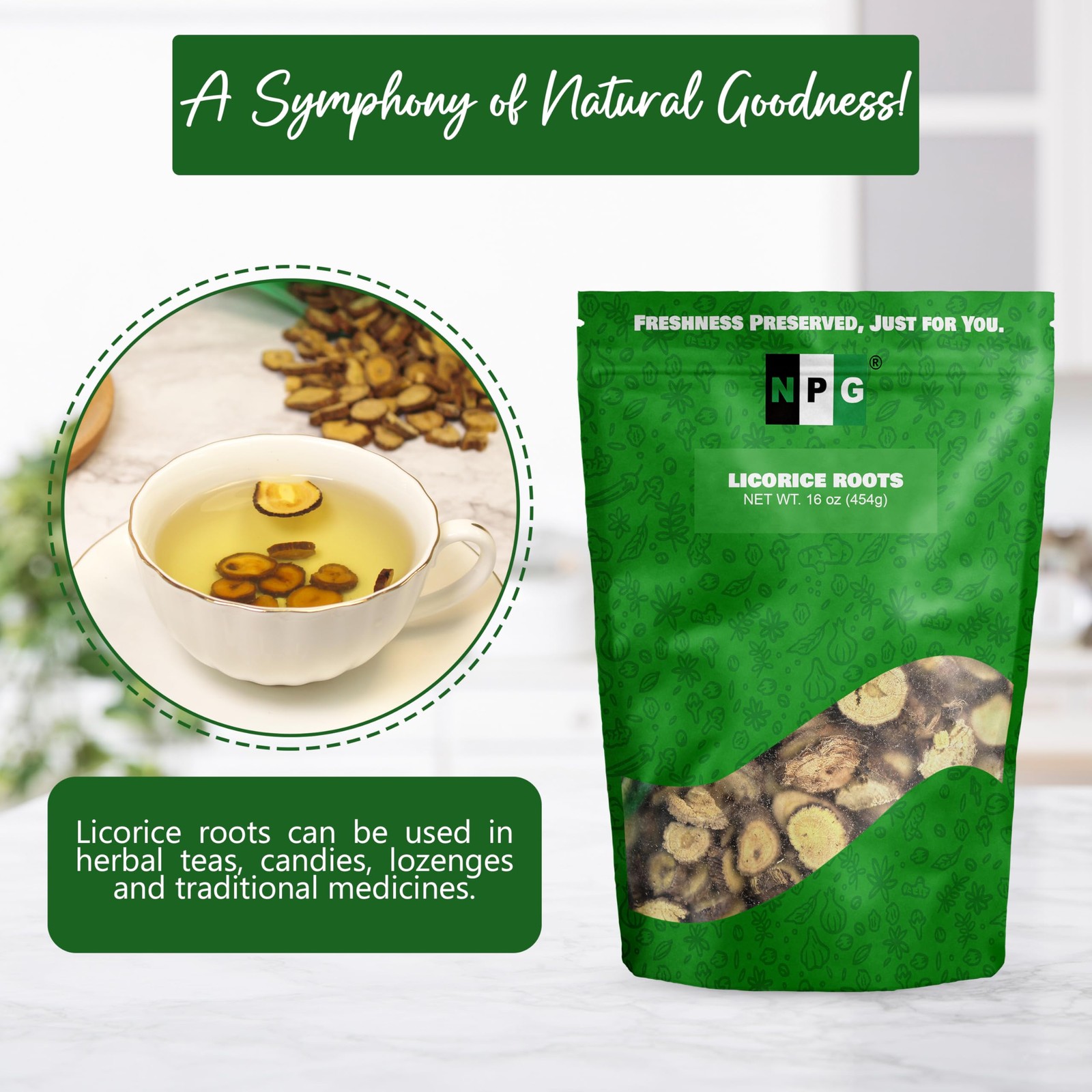 NPG Licorice Root Slices 16 Oz, Gan Cao Slice Root for Home Tea, Traditional …