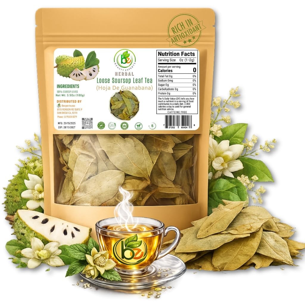 Guanábana (Soursop)Herbal Tea – 3.5 oz Dried Leaves–100% Natural– by BexpertsUSA