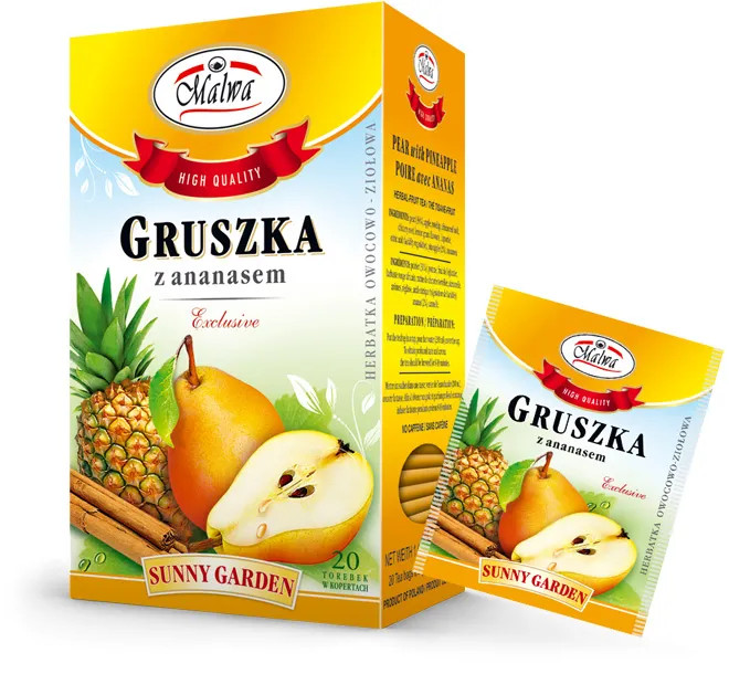 Malwa fruit tea Sunny Garden PINEAPPLE PEAR -DECAF-1 box/20 tea bags FREE SHIP