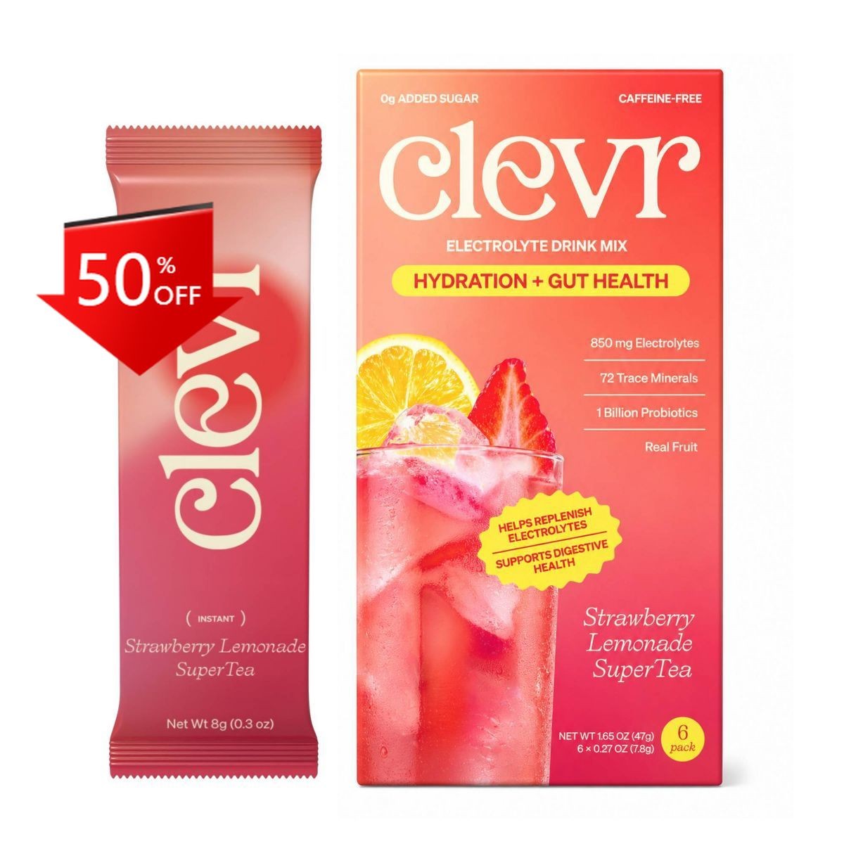 Clevr Strawberry Lemonade SuperTea – 1.7oz/6ct
