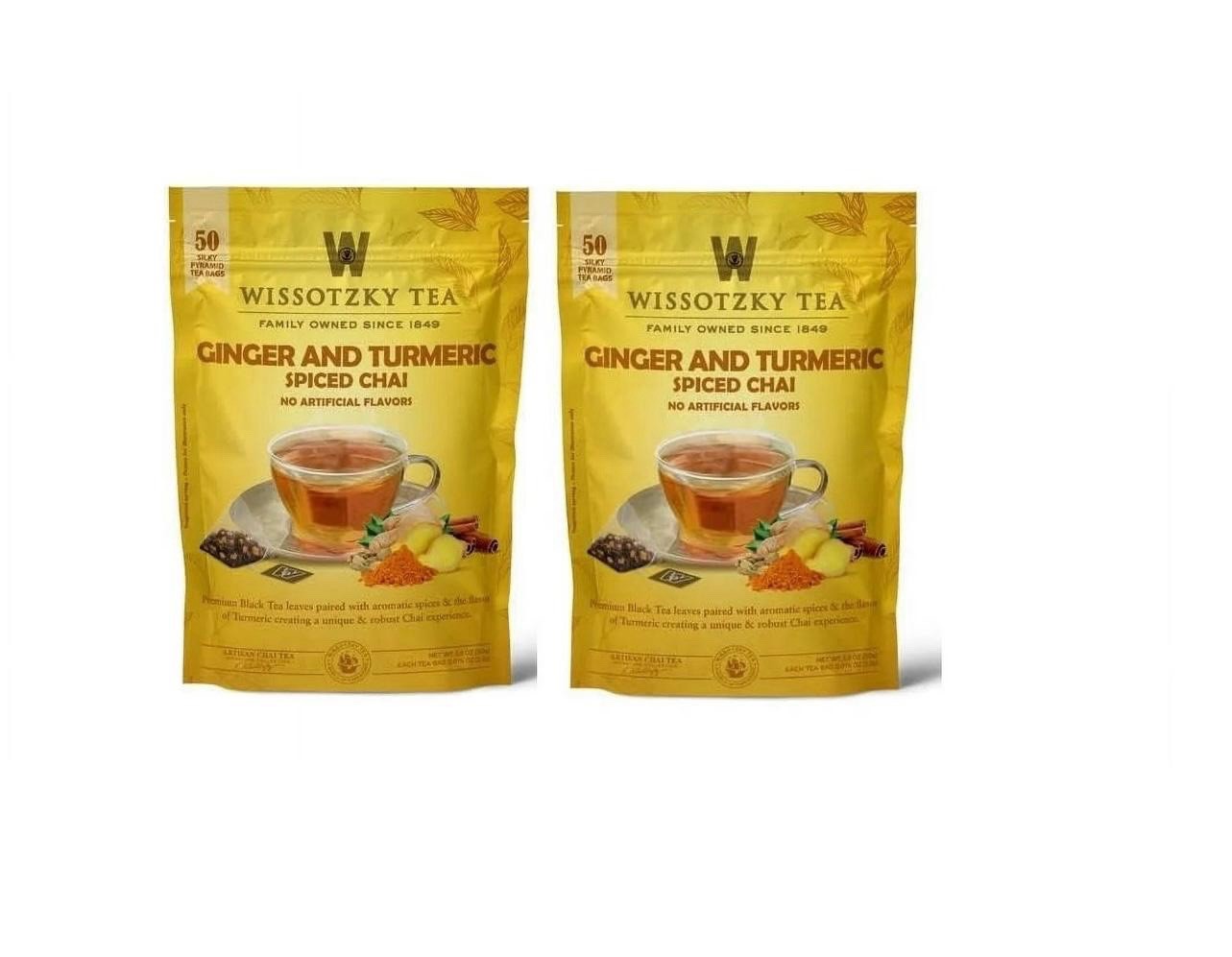 Wissotzky Tea Ginger Turmeric Spiced Chai – Pack of 50 Tea Bags