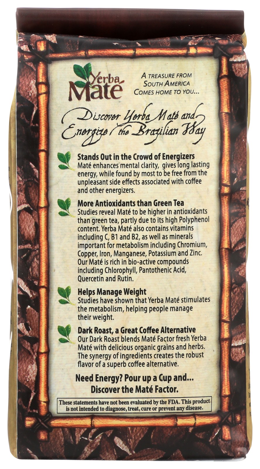 Mate Factor Organic Dark Roast Yerba Loose Tea 12 Oz Coffee 3 Pack