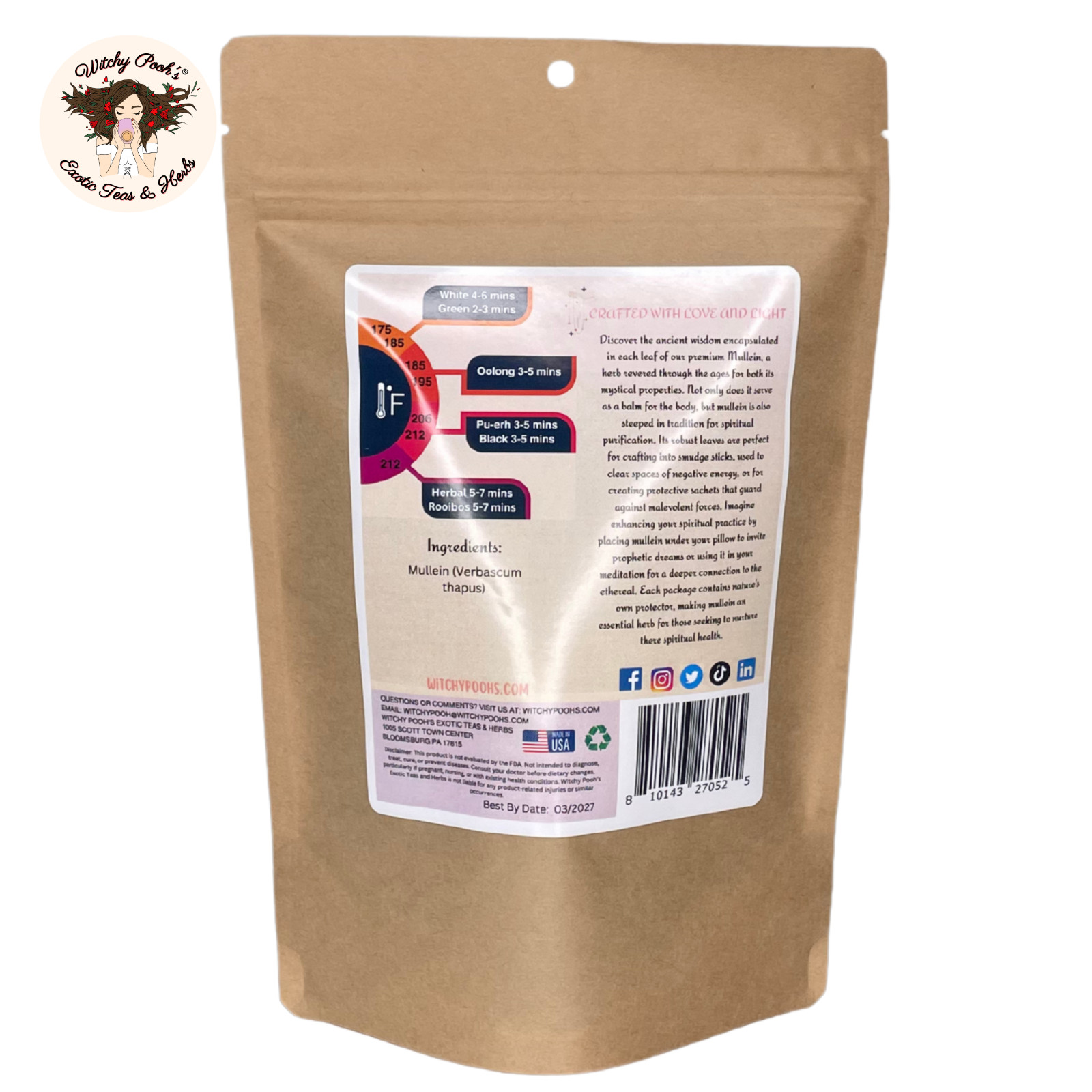 Witchy Pooh’s Mullein Leaf Tea – Loose Leaf Herb, Caffeine Free