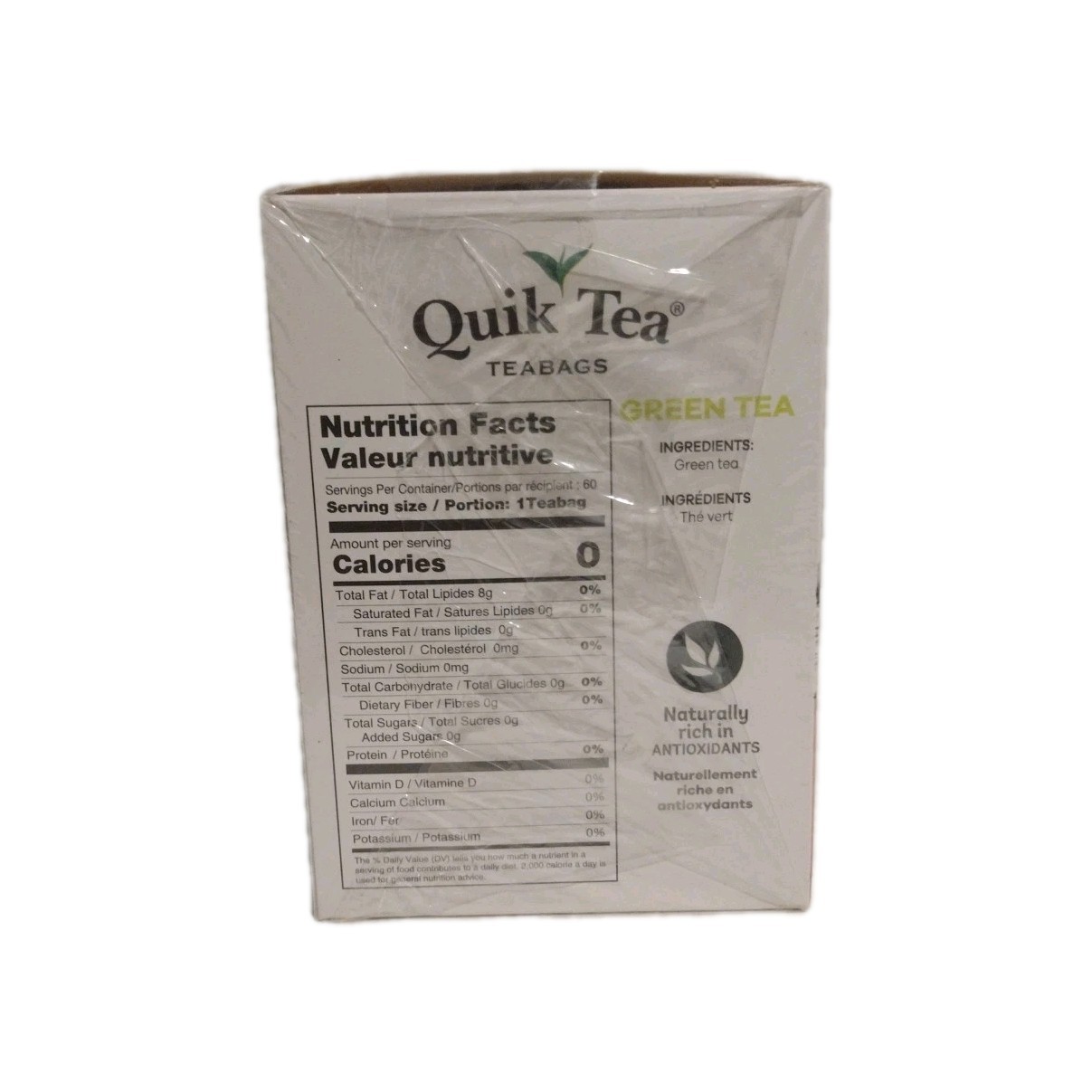 Quick Tea All Natural Tea Green Tea bags 1 Pack 60 Bags