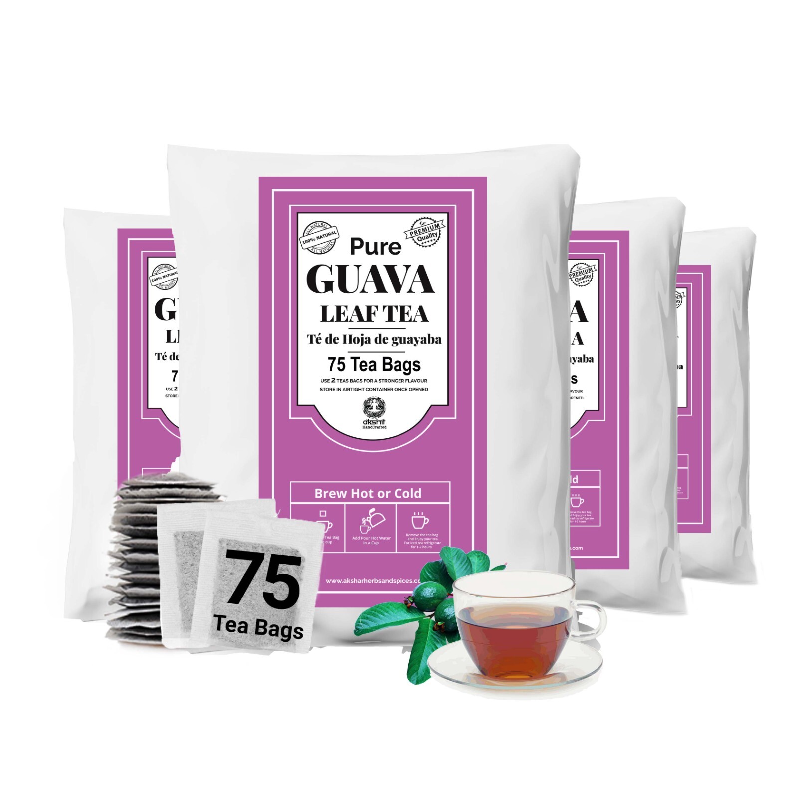 300 Guava Tea Bags, Te De hojas De Guayaba , Guava leaf Herbal Tea for digestion