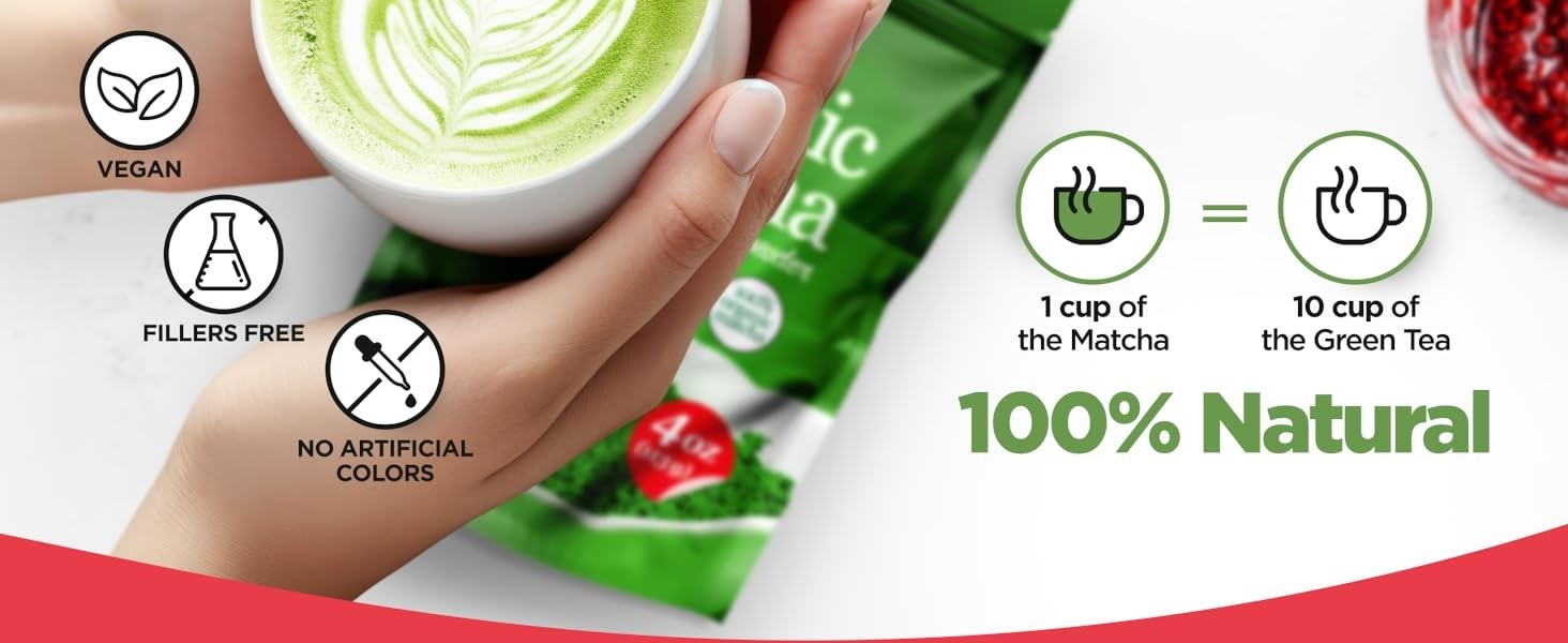 uVernal Organic Matcha Green Tea Powder – 100% Pure Matcha for Latte & Baking