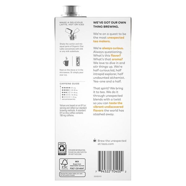 Tazo Organic Tea Latte Chai Black Tea – 32 fl oz