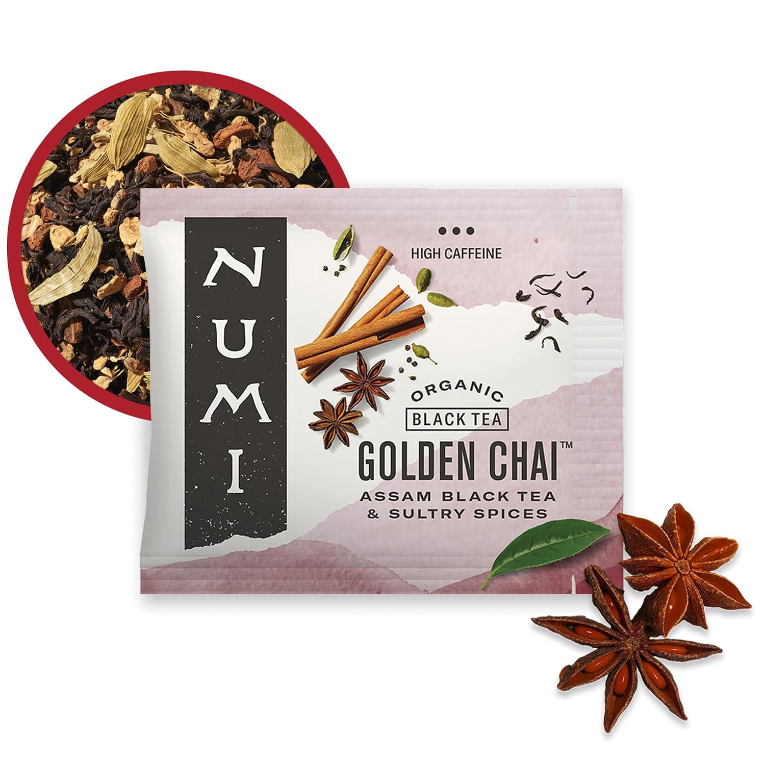 Numi Organic Rooibos Chai Tea, 100 Tea Bags, Herbal Red Tea with Cinnamon, Allsp