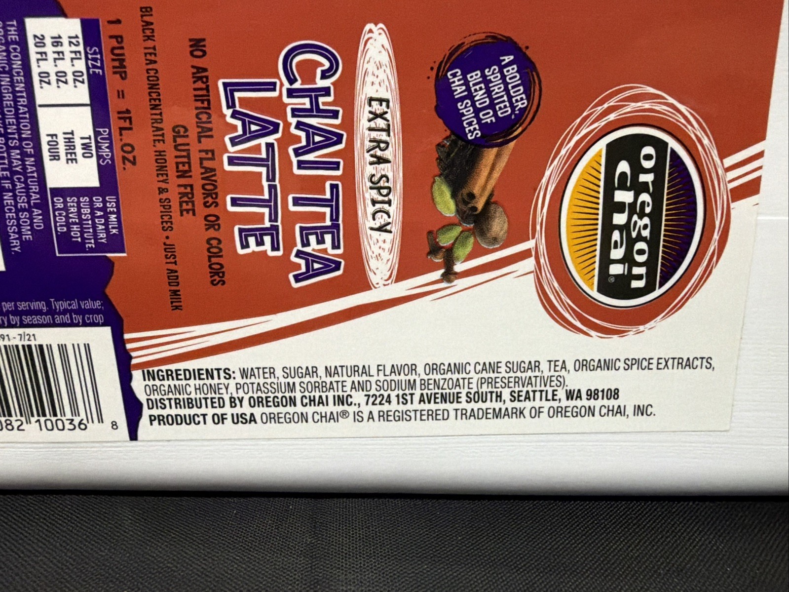 Oregon Chai Extra Spicy Original Chai Tea Latte Concentrate 64 Ounce -May 2027