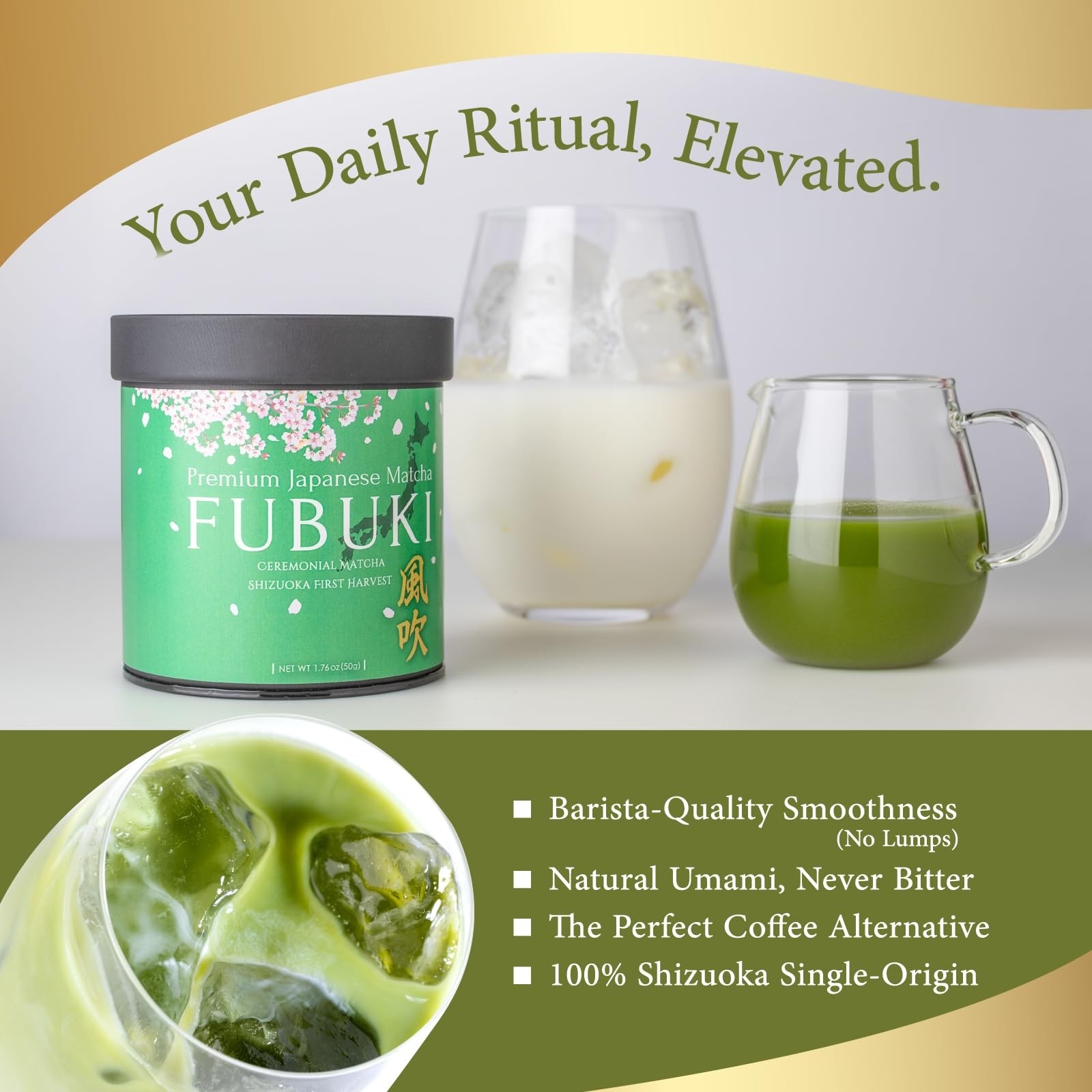 FUBUKI Authentic Japanese Matcha Green Tea Powder – Ceremonial Grade, Single-…