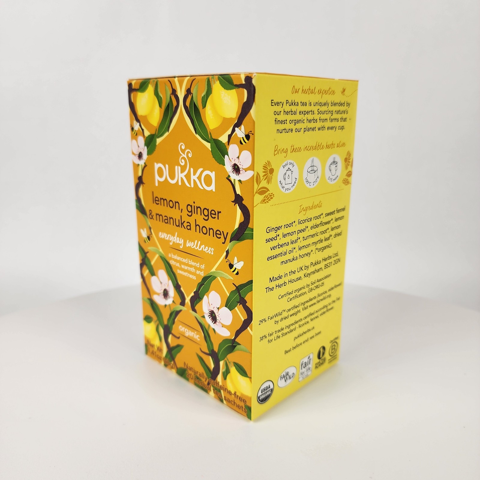 Pukka Lemon, Ginger & Manuka Honey Herbal Tea 20ct (4 Pack) Organic 80 Bags