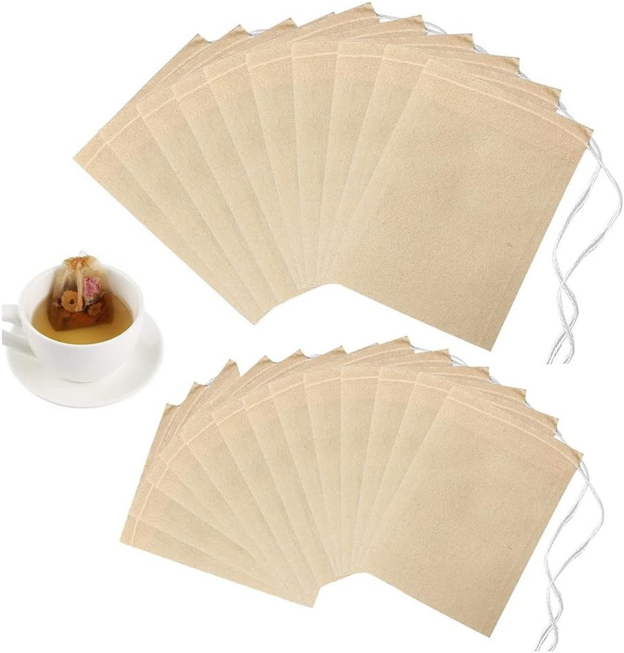 200 Pcs Loose Leaf Tea Bags, Disposable Tea Filter Bags with Drawstring Unbleach