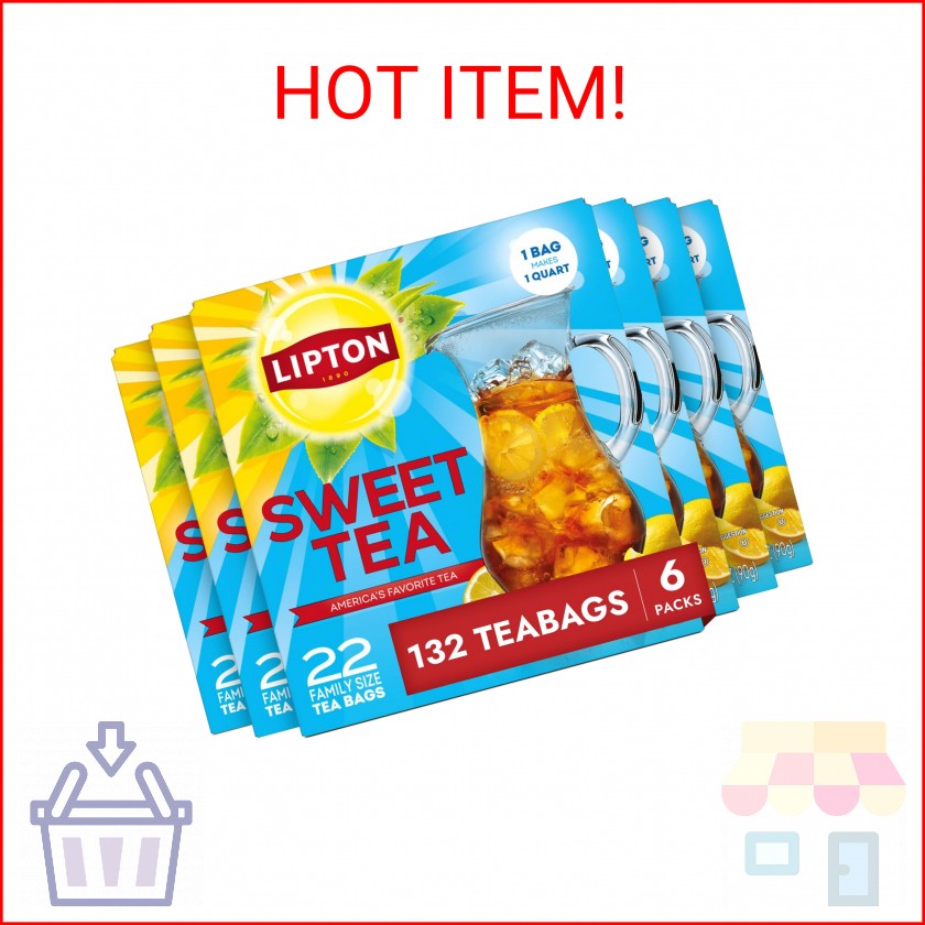 Lipton Southern Sweet Iced Tea Bags, Family Size Zero Calories, 132 Total Bags (