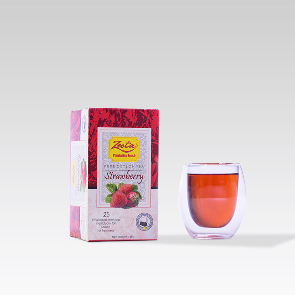 Strawberry Black Tea 25 Bags Flavored Ceylon Zesta Tea Fresh & Premium