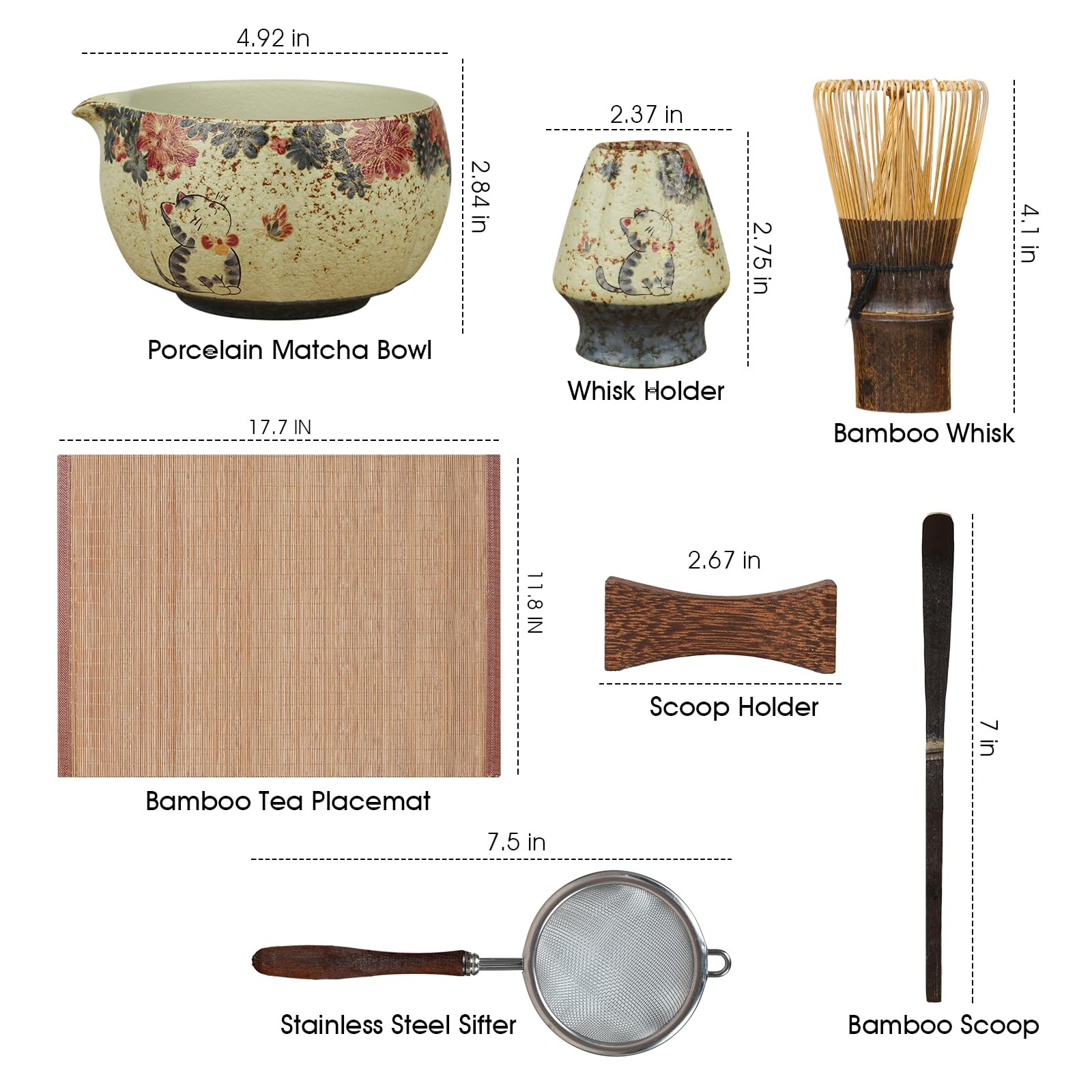 Matcha Whisk Set, 7-Piece Matcha Kit with Ceramic Bowl, Bamboo Whisk, Scoop, …