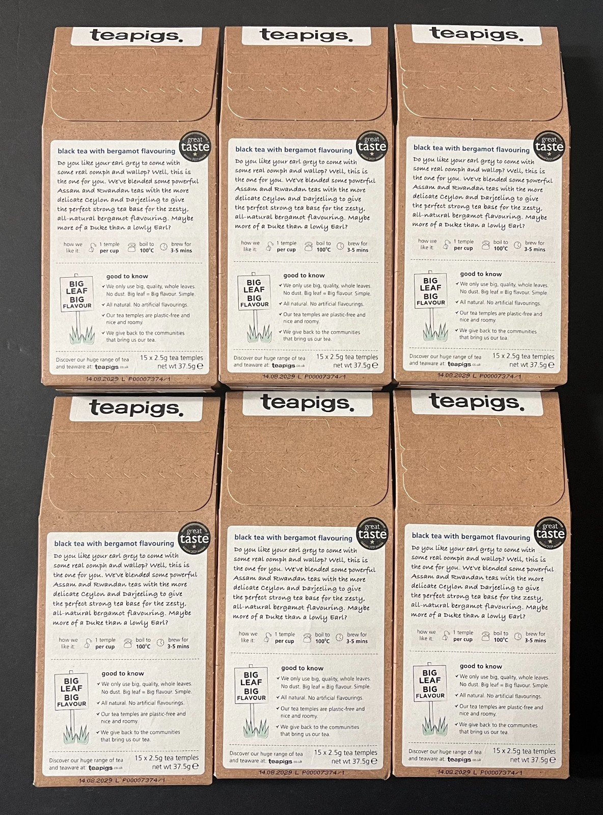 Teapigs Earl Grey Strong 15 Tea Temples 6 Pack Exp. 08/14/2029