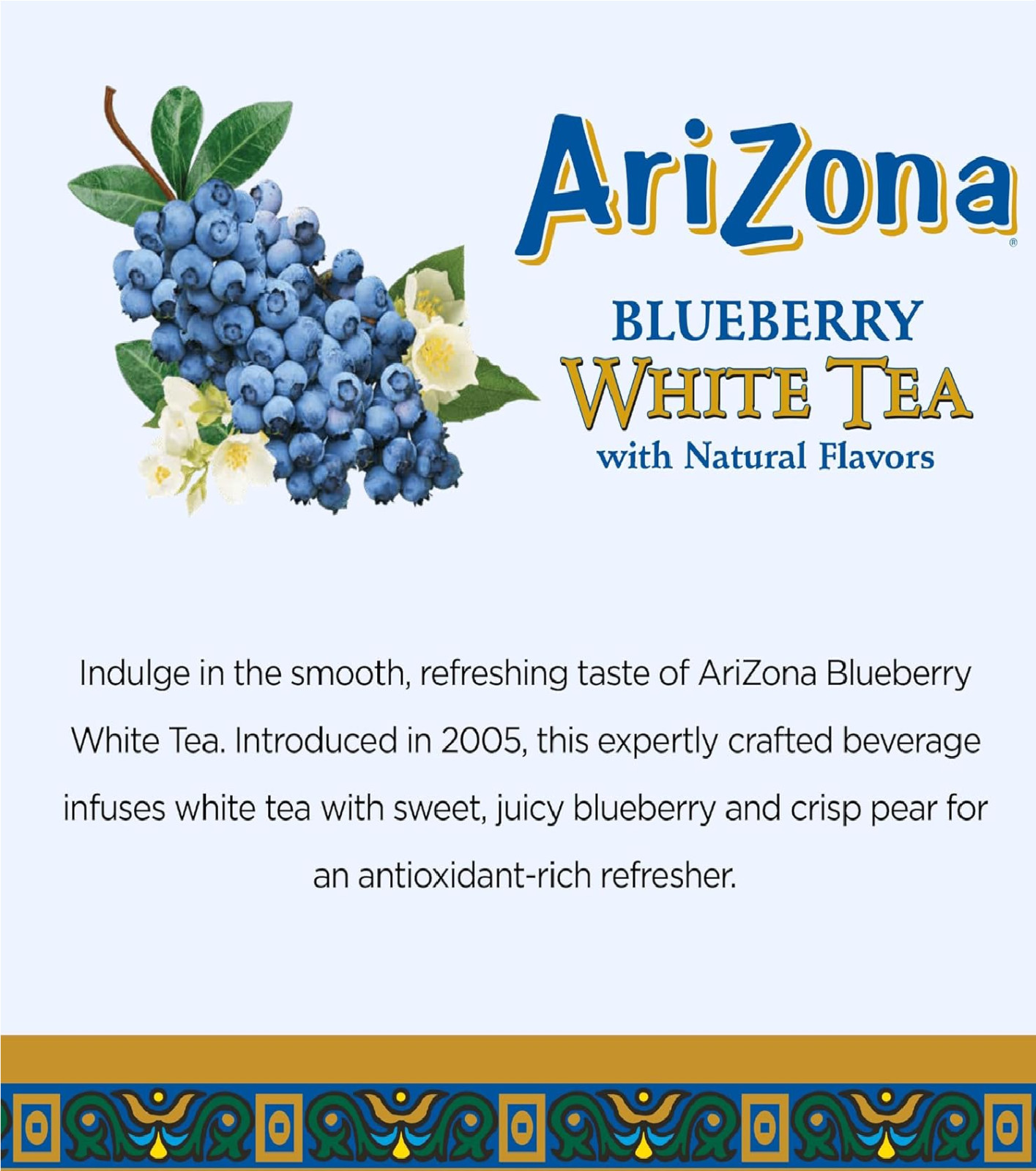 AriZona Blueberry White Tea – Big Can, 22 Fl Oz (Pack of 12)