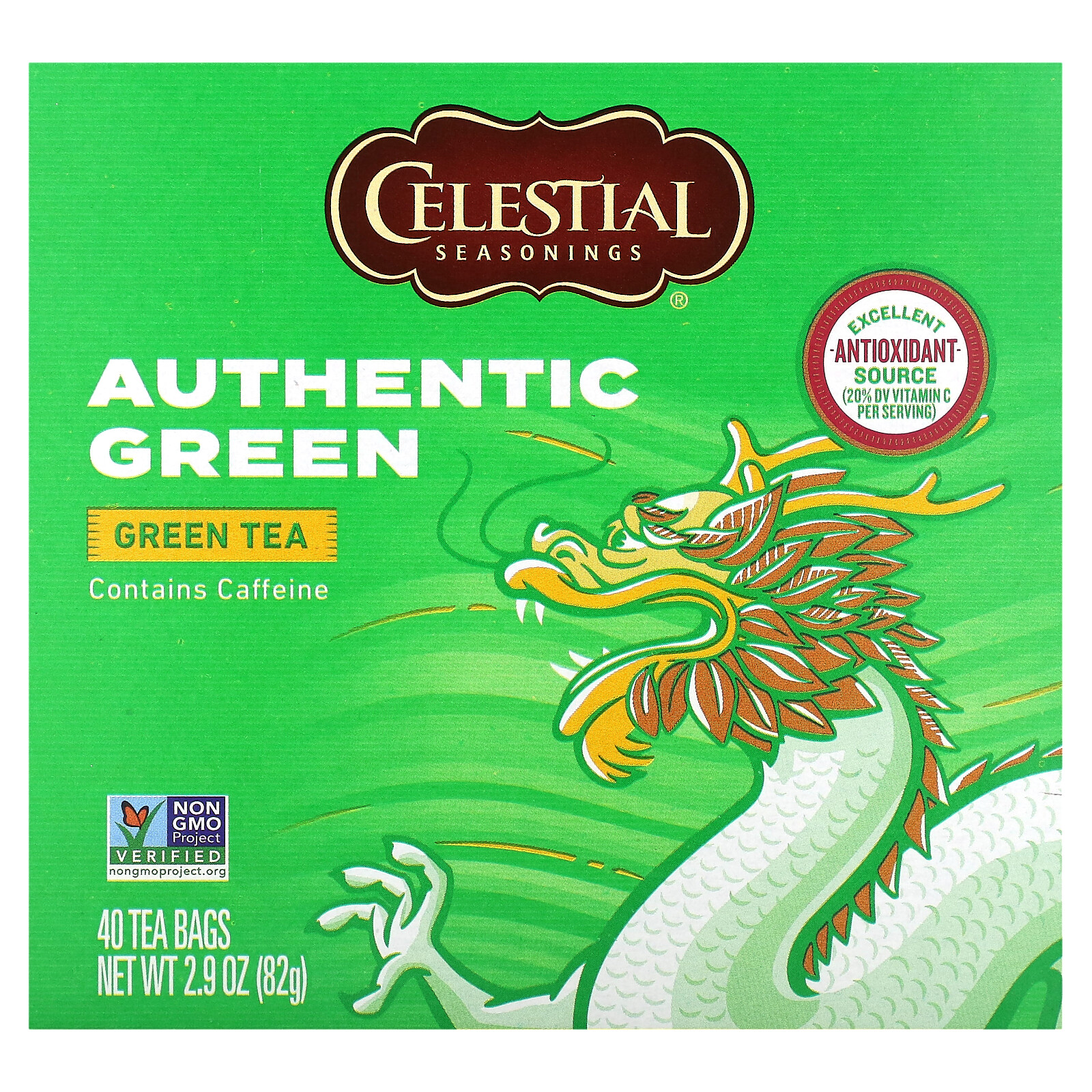 Authentic Green Tea, 40 Tea Bags, 2.9 oz (82 g)