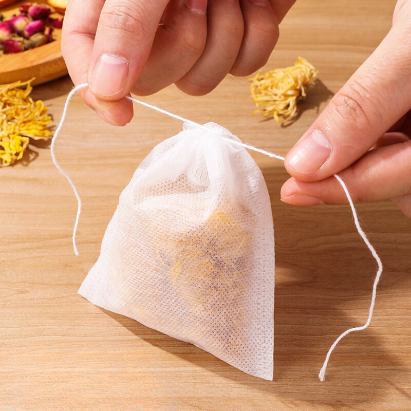 200x Non-woven Tea Bags Disposable Soup Tea Filter Bag Drawstring Gauze Bag Thin