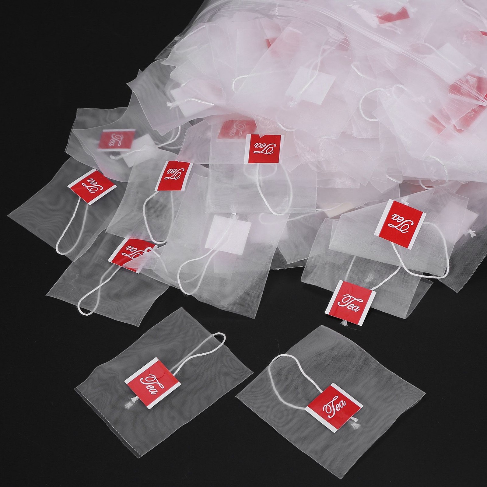 1000Pcs5.5 X 7Cm Pyramid Tea Bag Nylon Tea Bag Single String Label1139