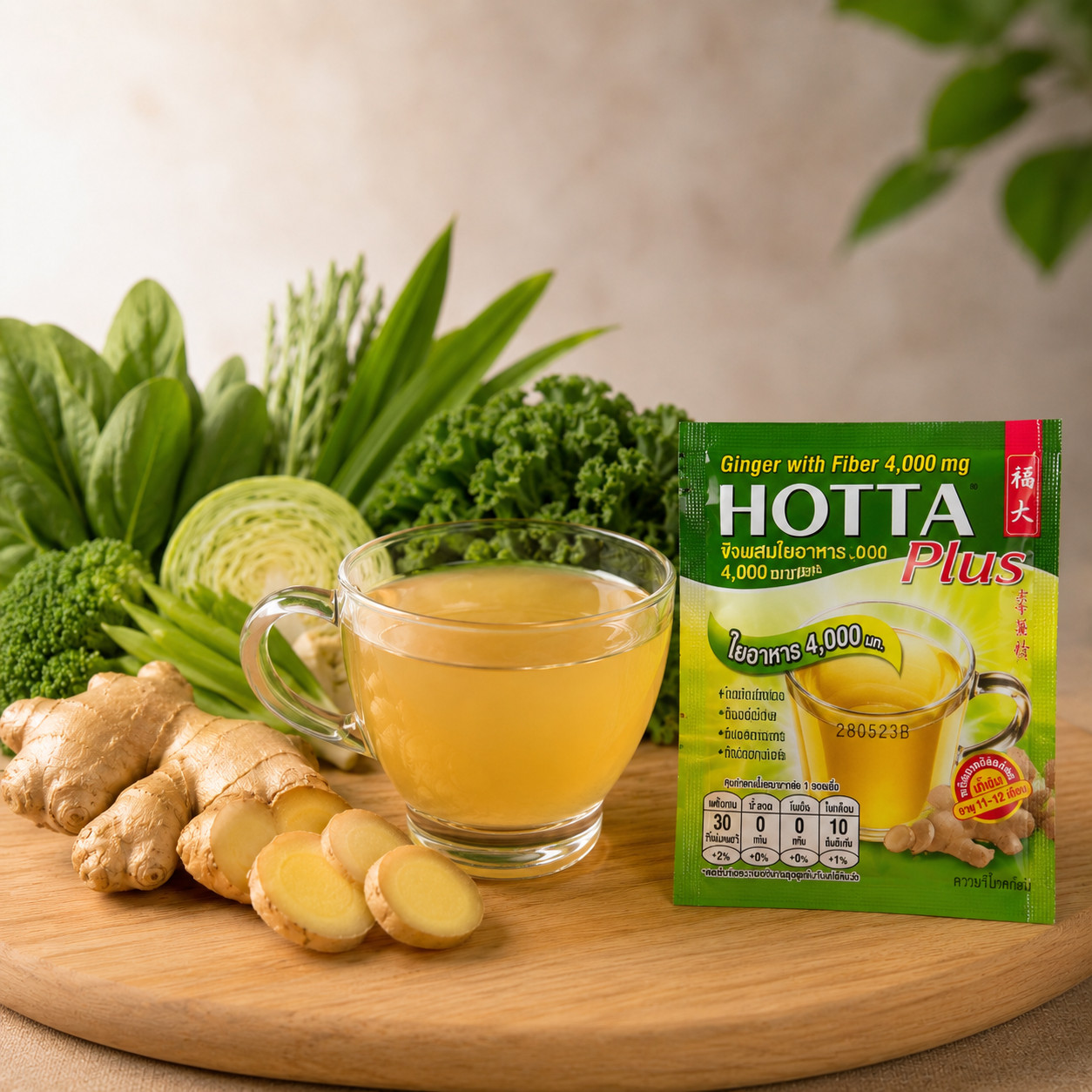 3x HOTTA Instant Ginger Drink with Probiotic & Fiber (9g x 10 Sachets)