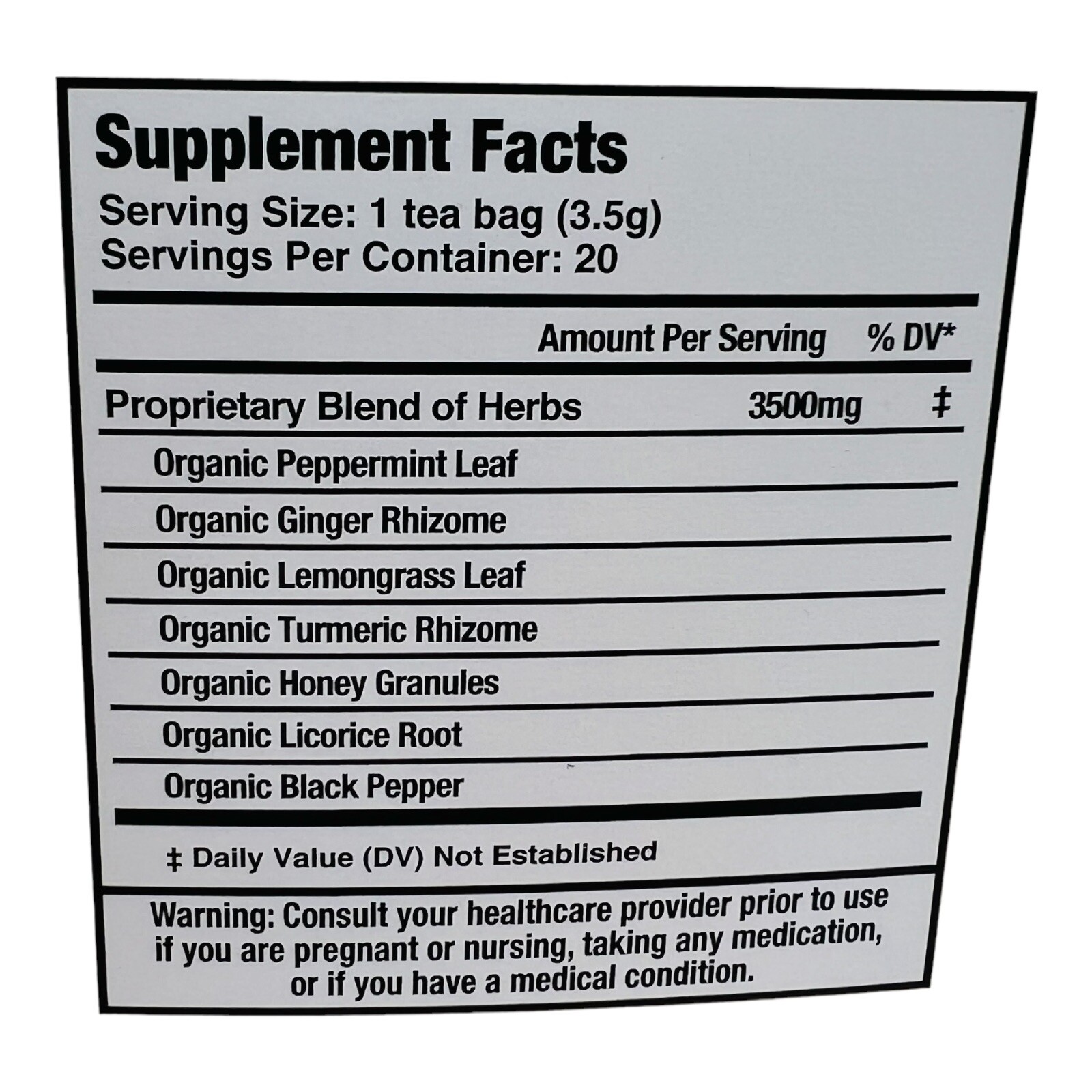 Mate Factor Herbal Tea Ginger & Turmeric with Black Pepper Blend 20 Bags 05/25
