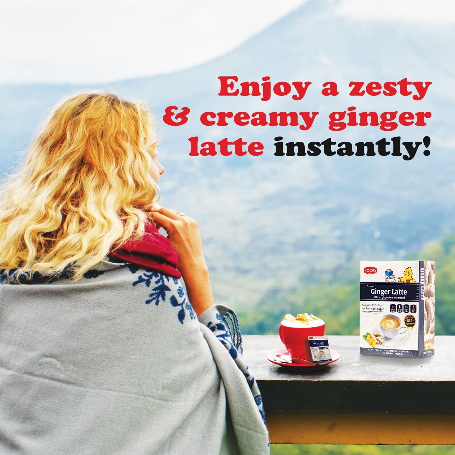 Pocas Honey Ginger Ginger Latte Instant Honey Ginger Tea Made with Real Ginger