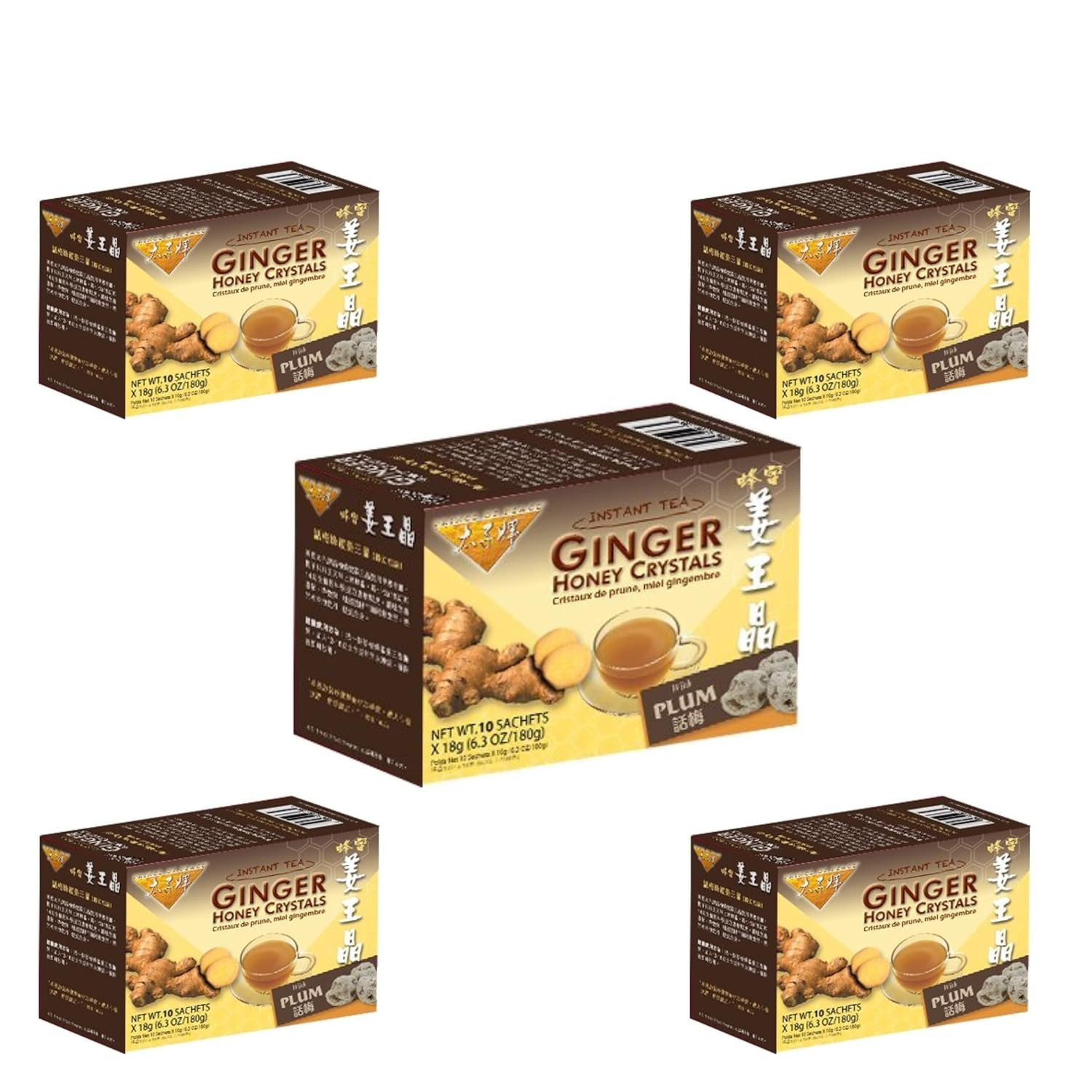 Instant Ginger Honey Crystals, 5 Packs of 30 Sachets – Instant Hot or Cold Bever