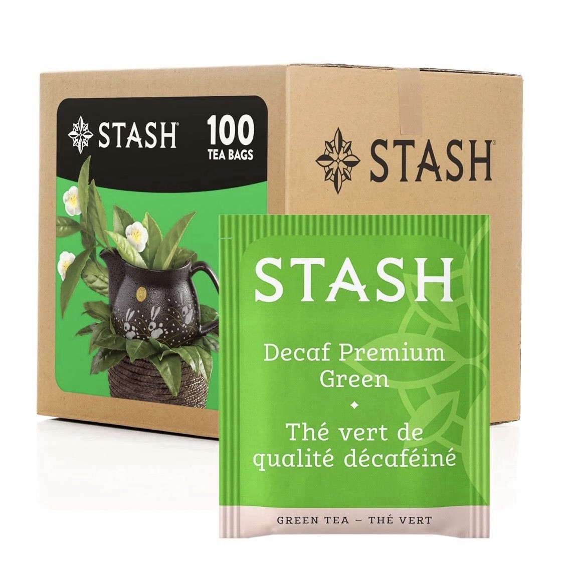 Stash Tea Decaf Premium Green Tea, Box of 100 Tea Bags (Packaging May Vary)