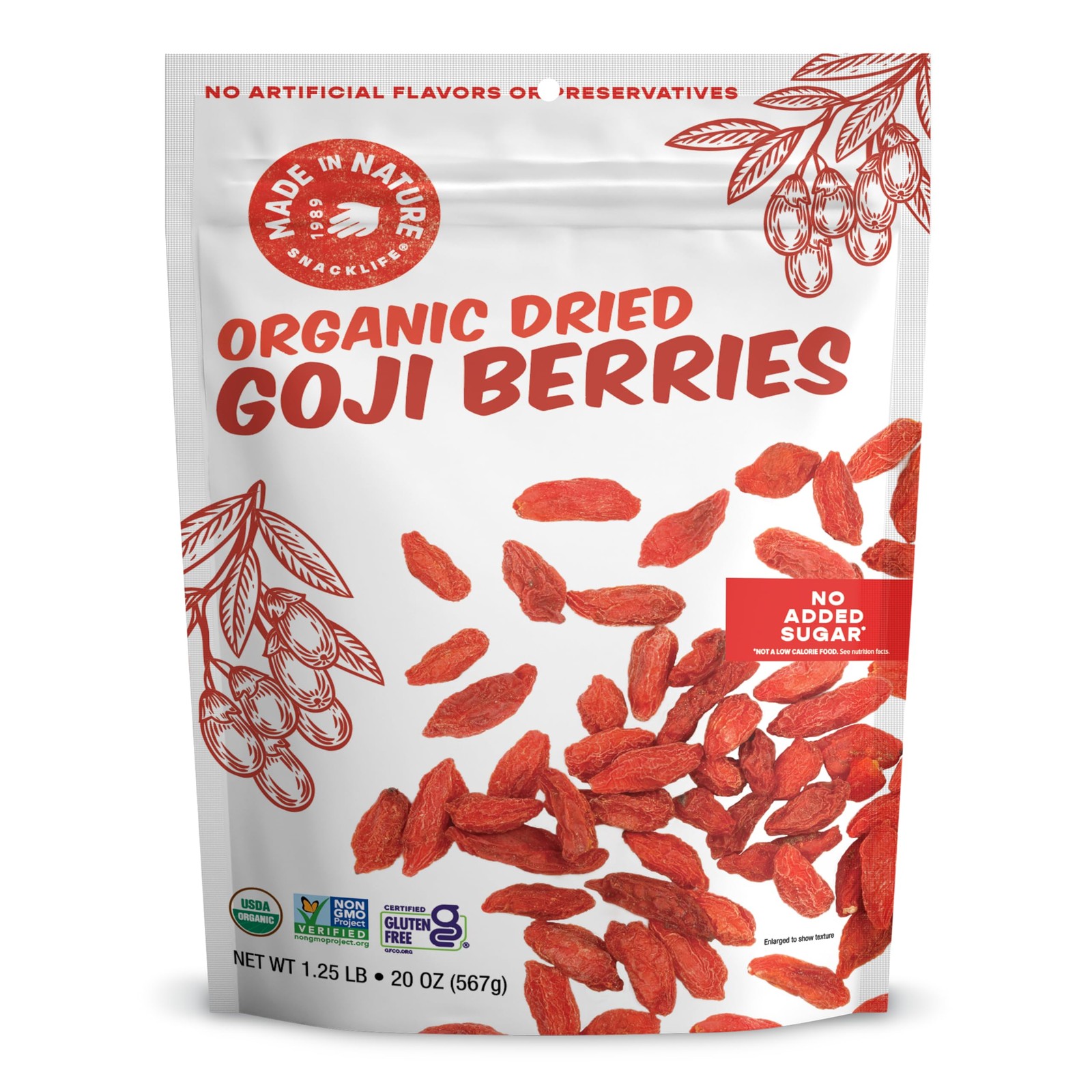 Organic Sun-Dried Goji Berries, 20 Ounce (Pack of 1) – Vegan Snack, Non-GMO,