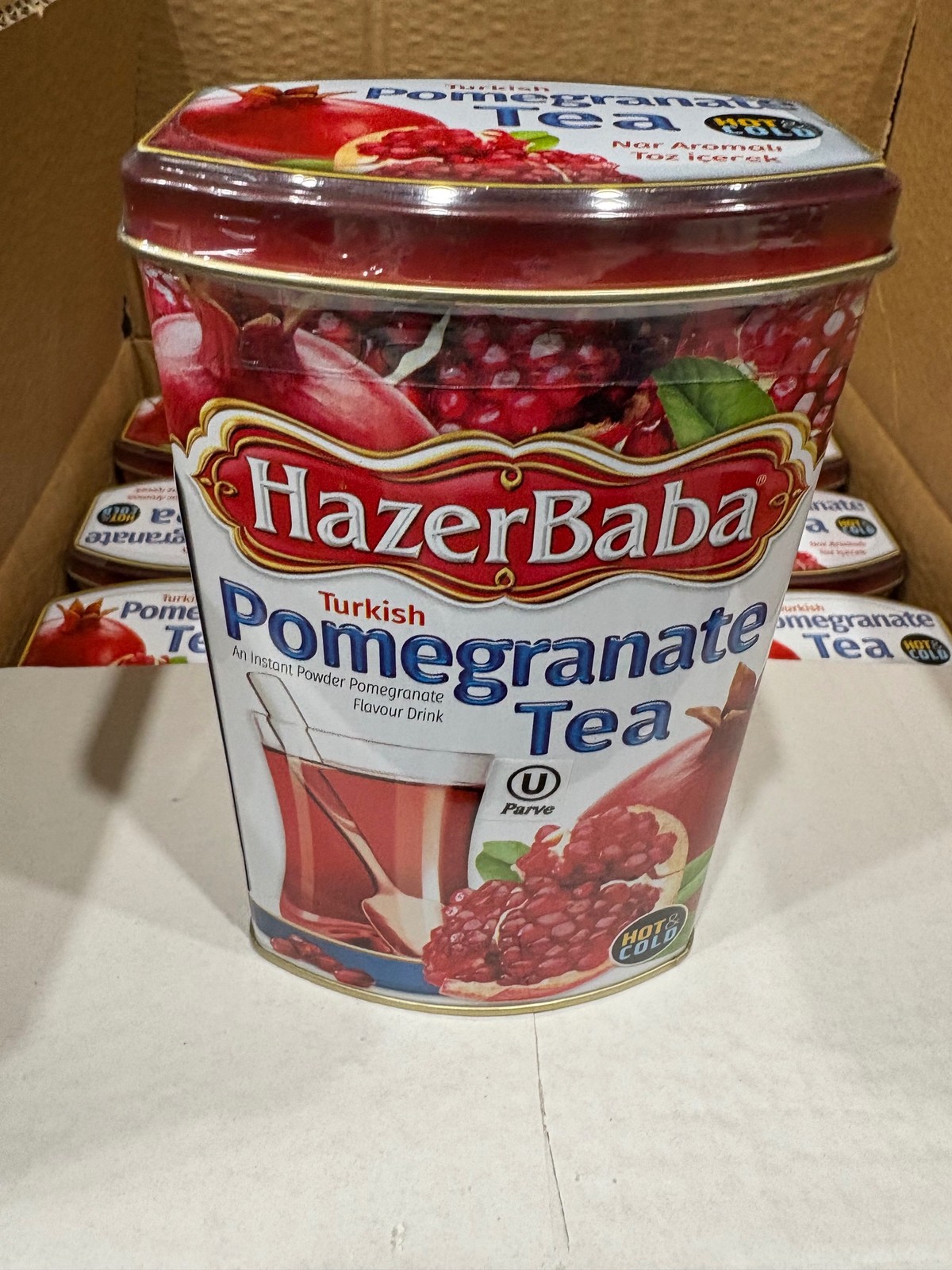 HazerBaba Pomegranate Tea Powder Tin 8.8 oz 250g Turkish Hot Cold Kosher Sealed
