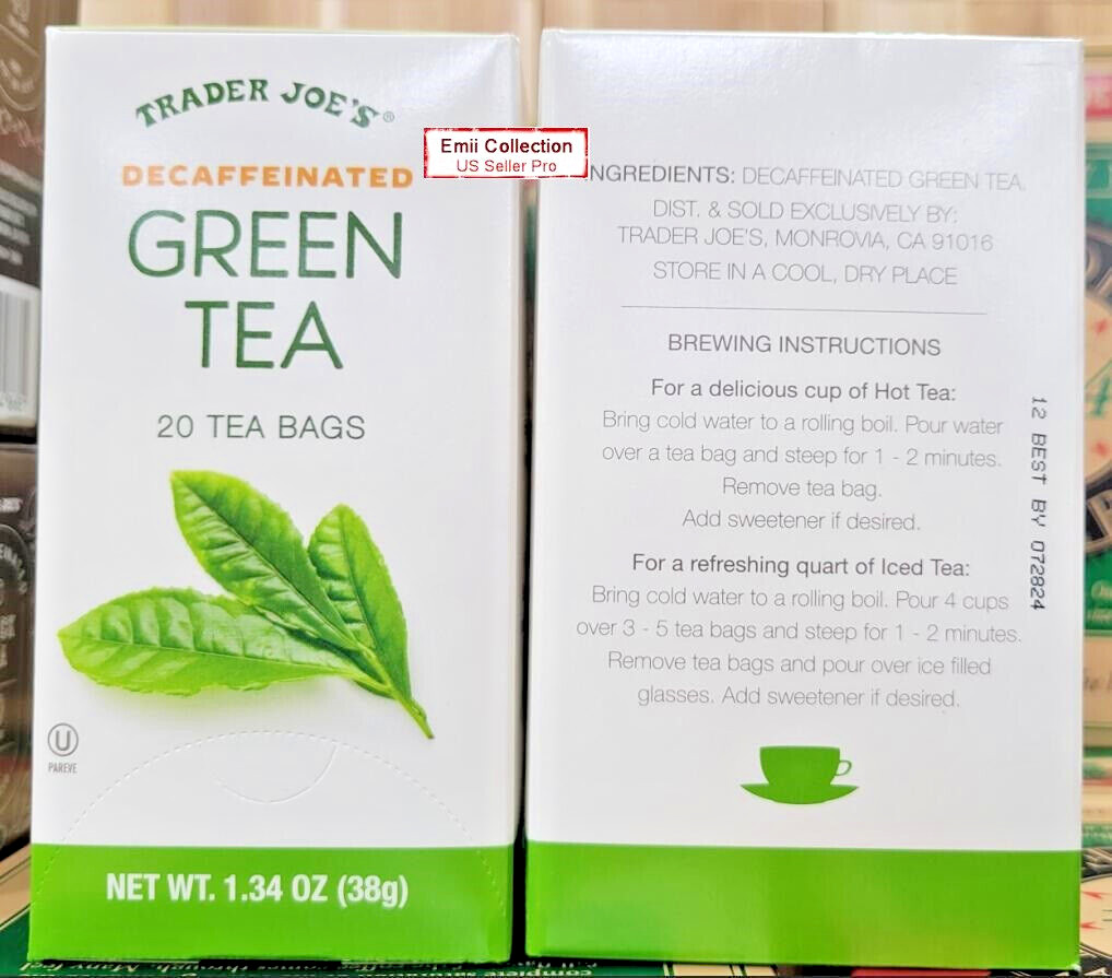 Trader Joe’s Decaffeinated Green Tea 1.34oz 38g (2 Boxes)