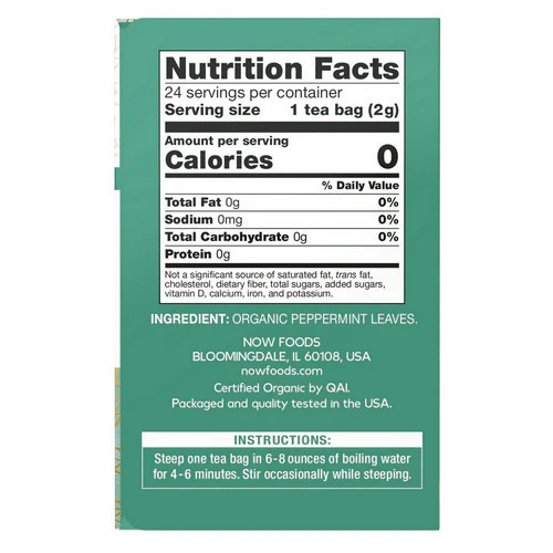 Organic Peppermint Tea 24 Bags By Now Foods