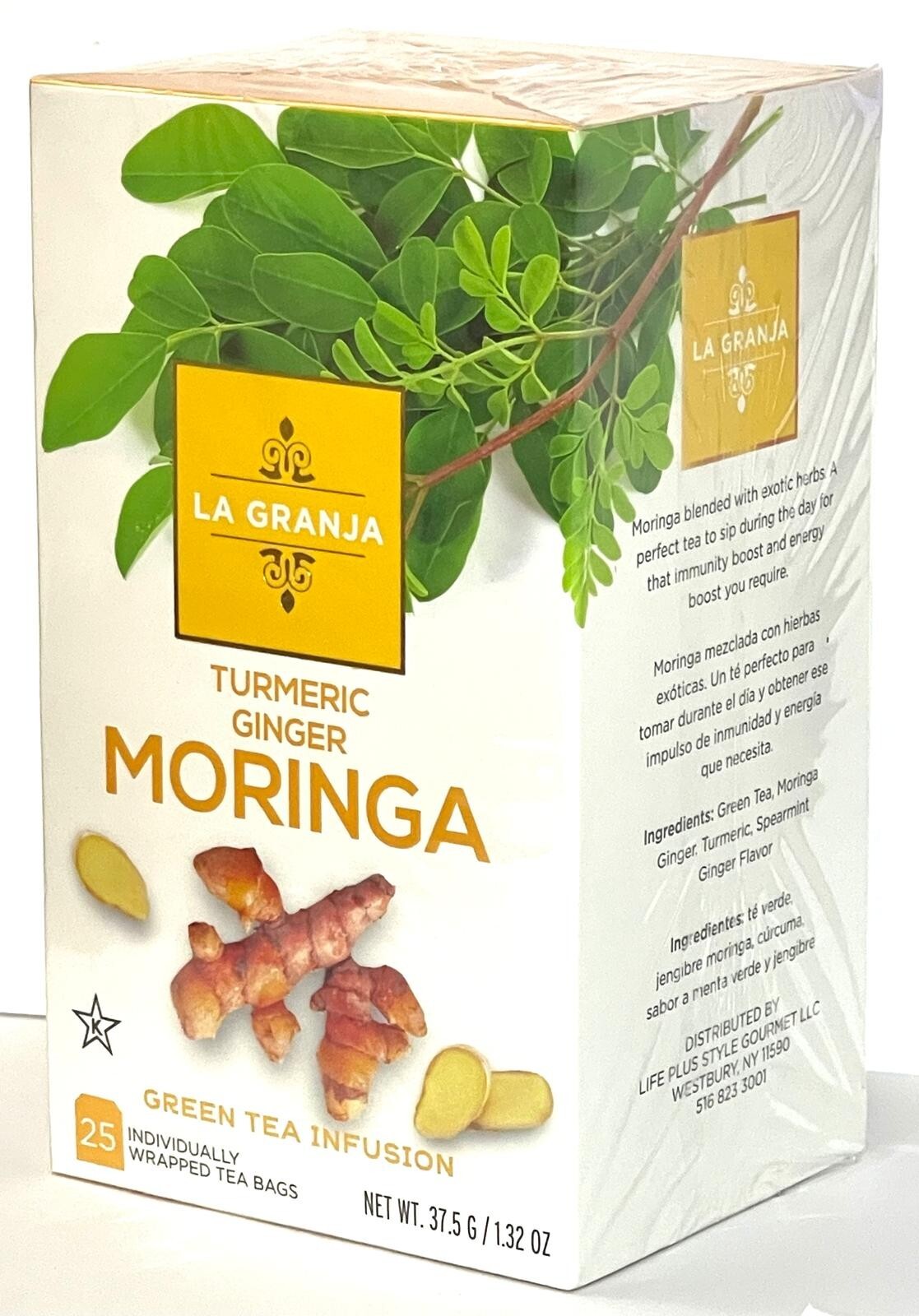 Turmeric, Ginger Moringa – Green Tea Infusion Herbal Tea (25 Count)