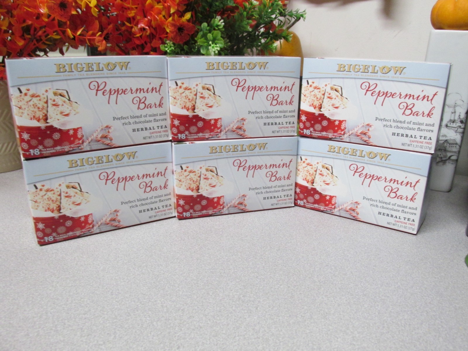 6 Boxes Bigelow Peppermint Bark Tea Bags 18ct. Exp 2028