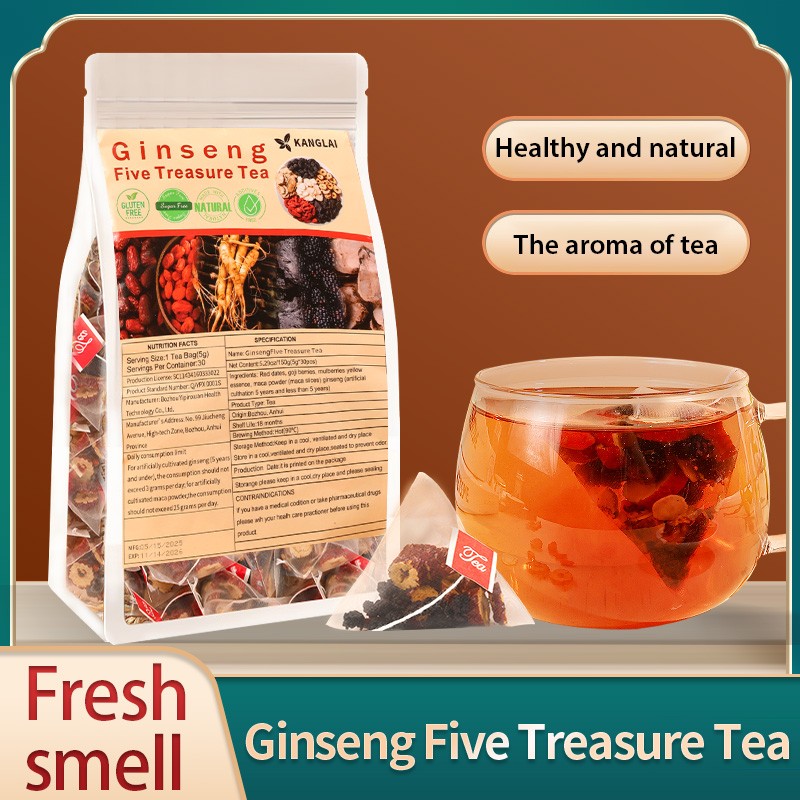 Ginseng Five Treasures Tea – Improve kidney deficiency, impotence, etc. – 150g