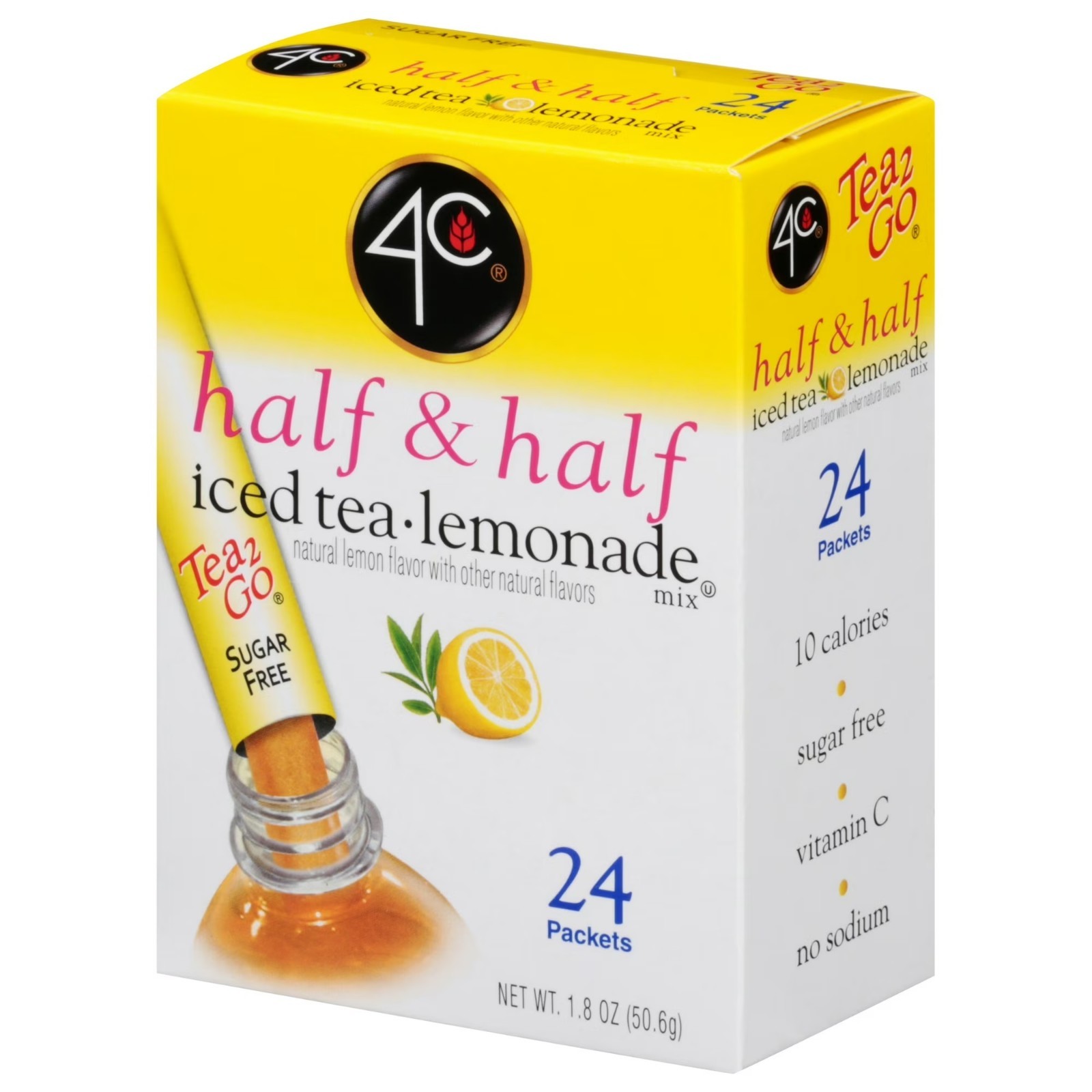 4C Totally Light Half, & Half Lemonade Iced Tea Mix, 1.5 oz, 24 Packets, 1 Ct