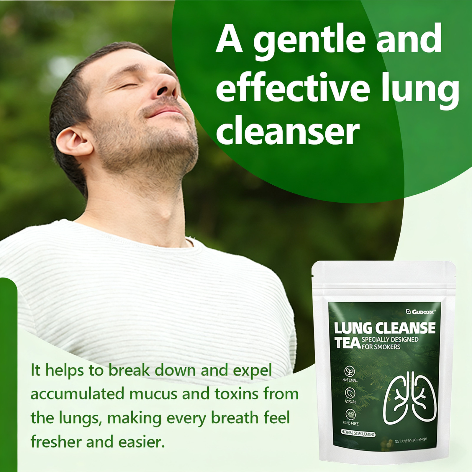 Lung Cleanse Herbal Tea for Smokers, Natural Detox & Respiratory Support 30 Bag