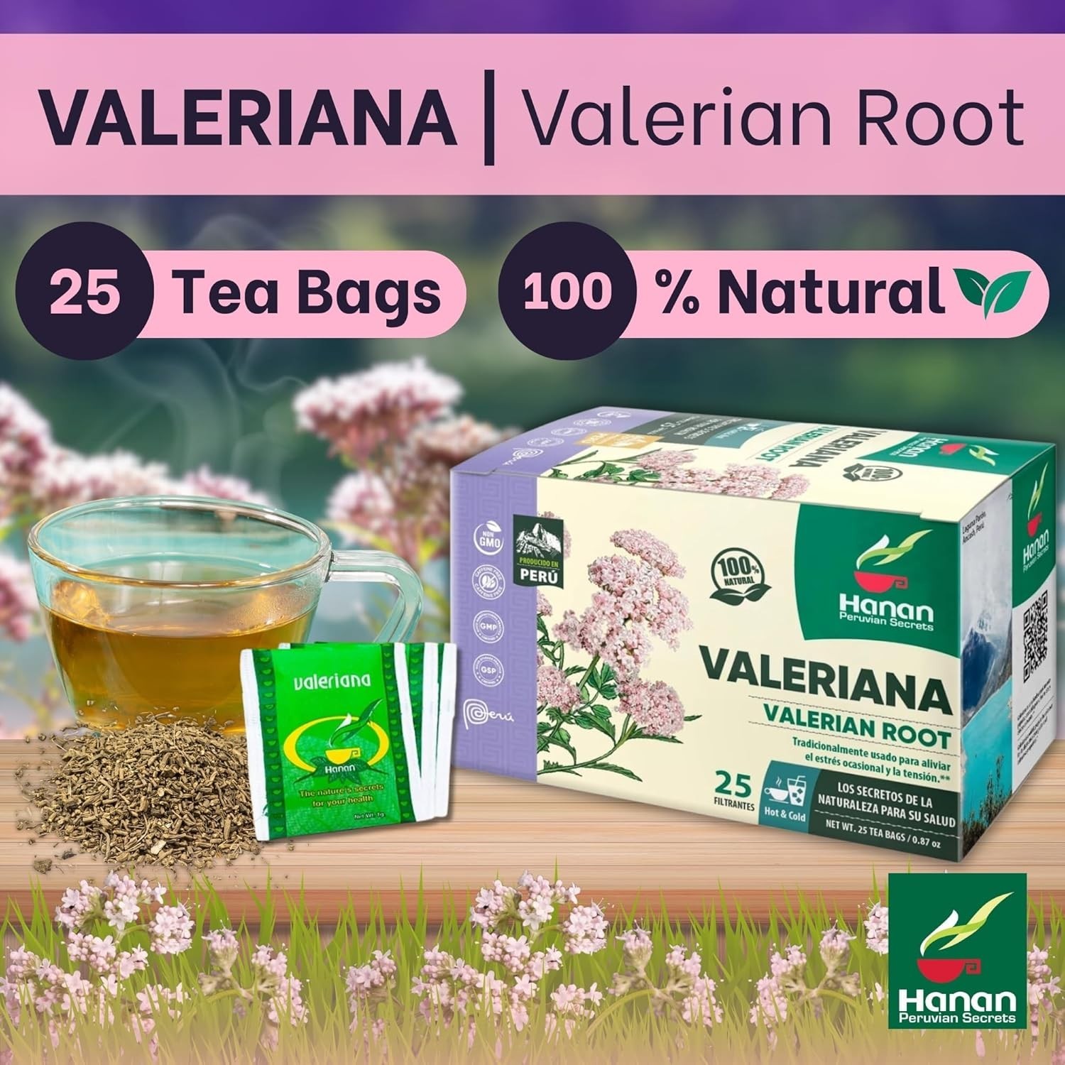Valerian Root 25 Herbal Tea Bags Valeriana from Peru