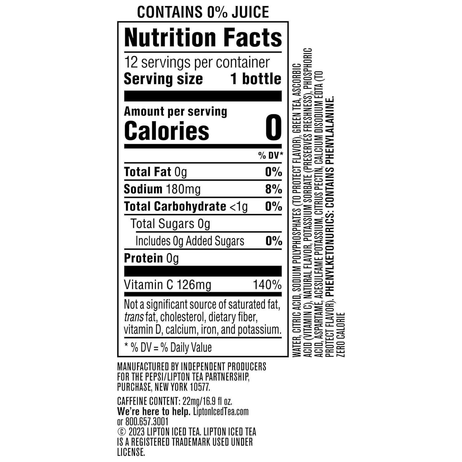 Lipton Diet Mixed Berry Green Tea, 16.9 Fl Oz Bottles (Pack of 12)Free Shipping
