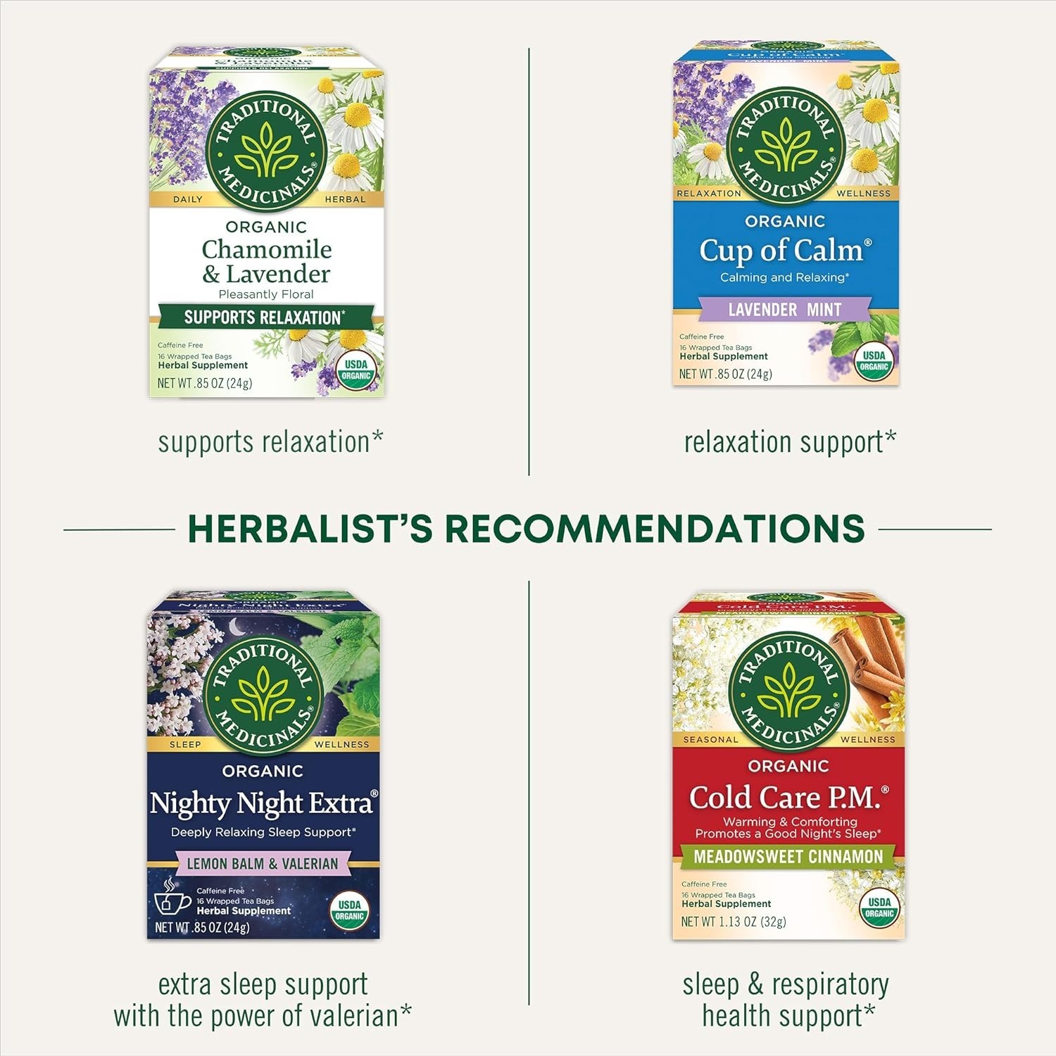 Mindfully Made Organic Nighty Night Tea – 16 Herbal Tea Bags for Restful Sleep