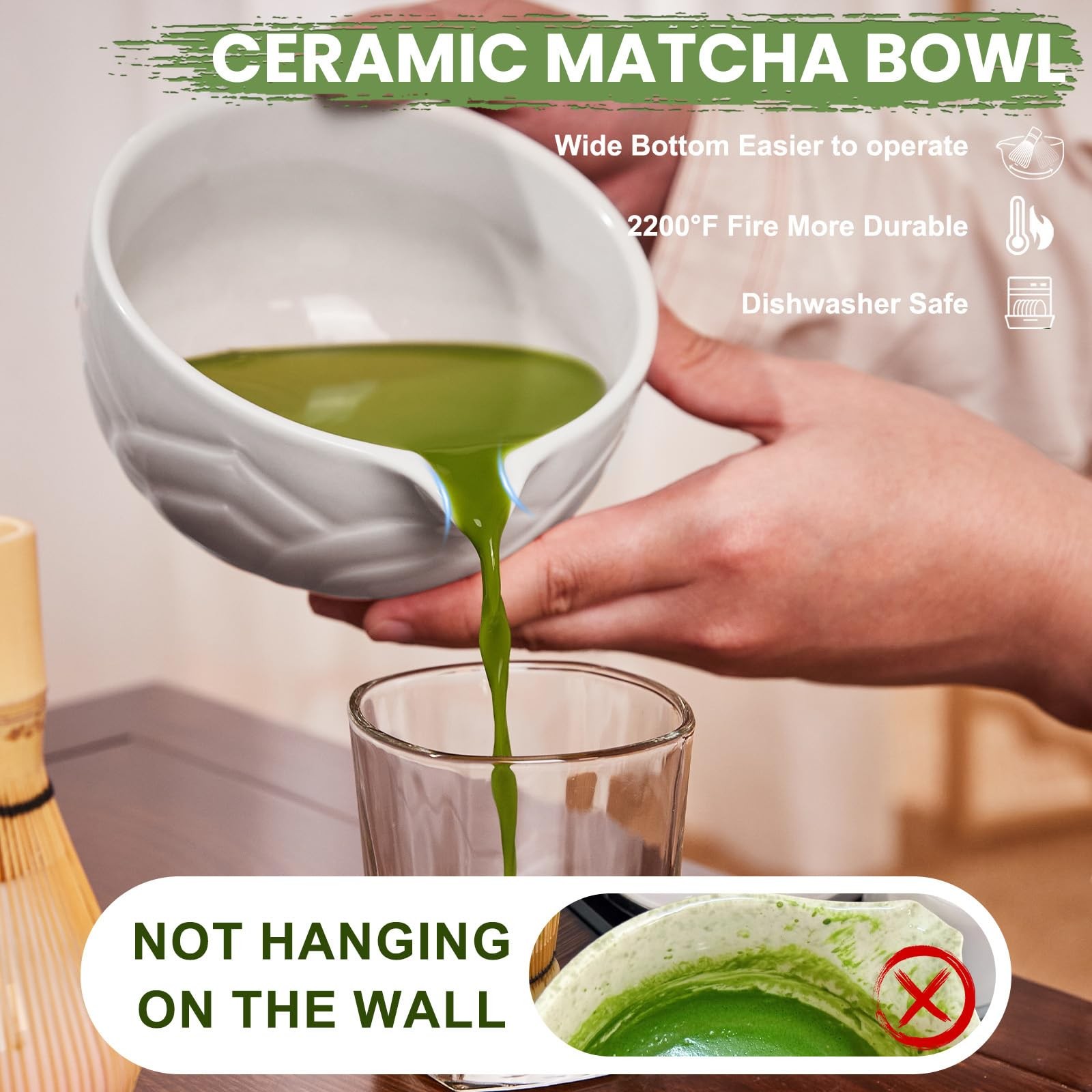 Matcha Whisk Set 6 Pcs – Includes Bowl, Whisk, Sifter, Scoop & Spoon for Tea