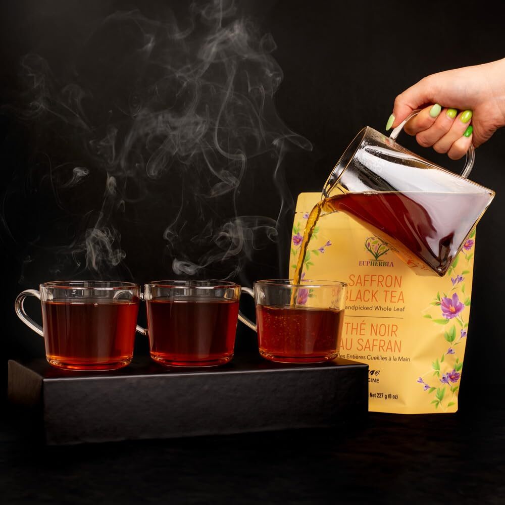 Saffron Black Tea Handpicked Highland Grown Whole Leaf Tea Enriched with 3 Gr…
