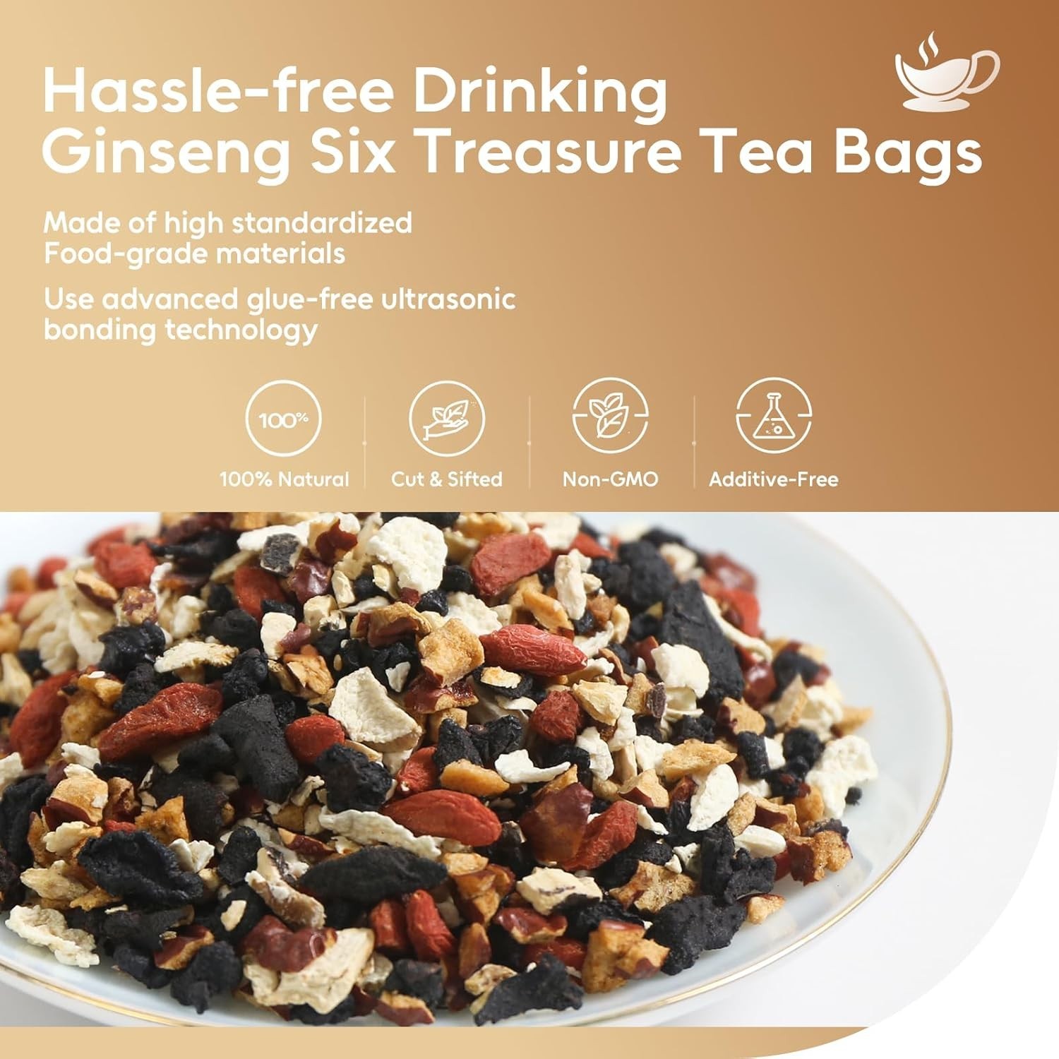Ginseng Six Treasure Tea – 30 Mildly Sweet Teabags for Daily Wellness