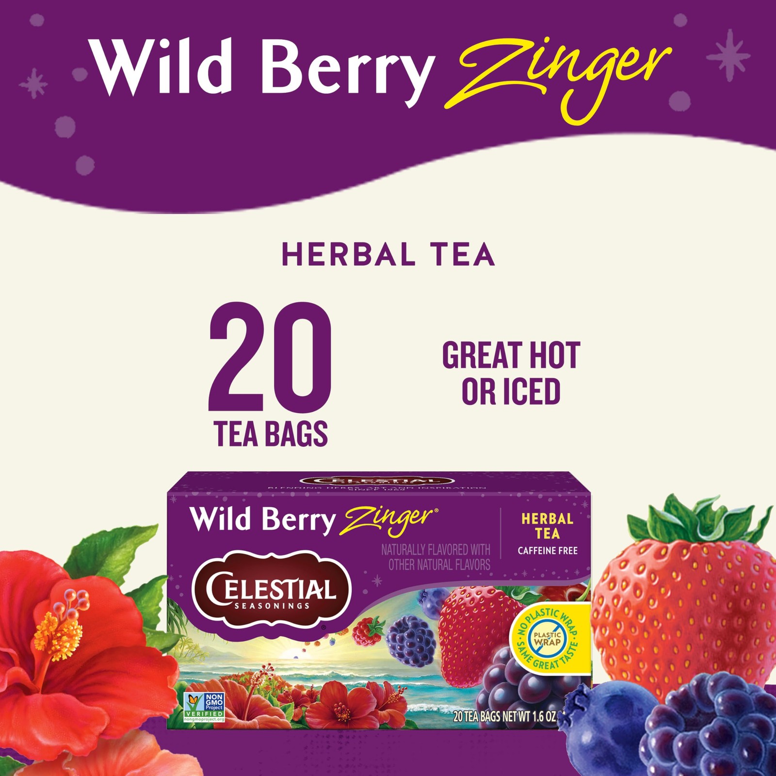 Celestial Seasonings Wild Berry Zinger Herbal Tea, 20 Count (Pack of 1)